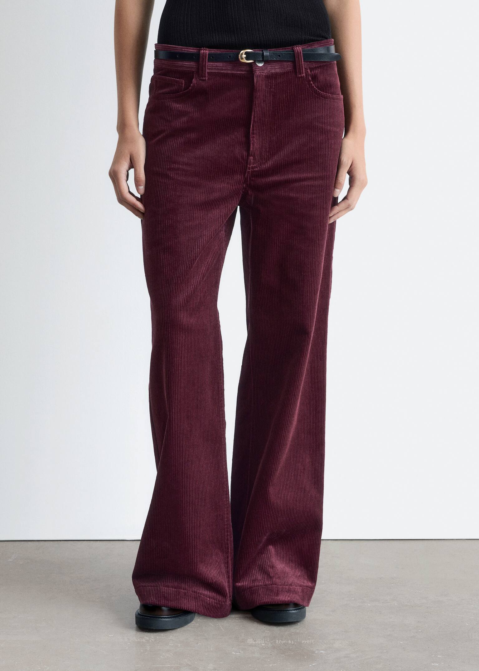 Pantalones de pana de perneras anchas - Rojo oscuro/Marrón medio/Marrón oscuro/Crema/Topo - 4