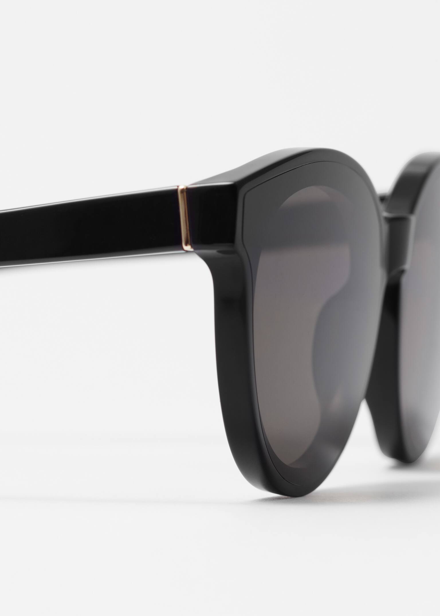 Ochelari de soare cu ramă rotundă din acetat - Negru - 5