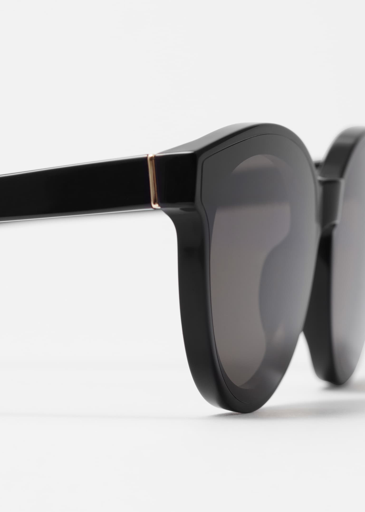 Ochelari de soare cu ramă rotundă din acetat - Negru - 5
