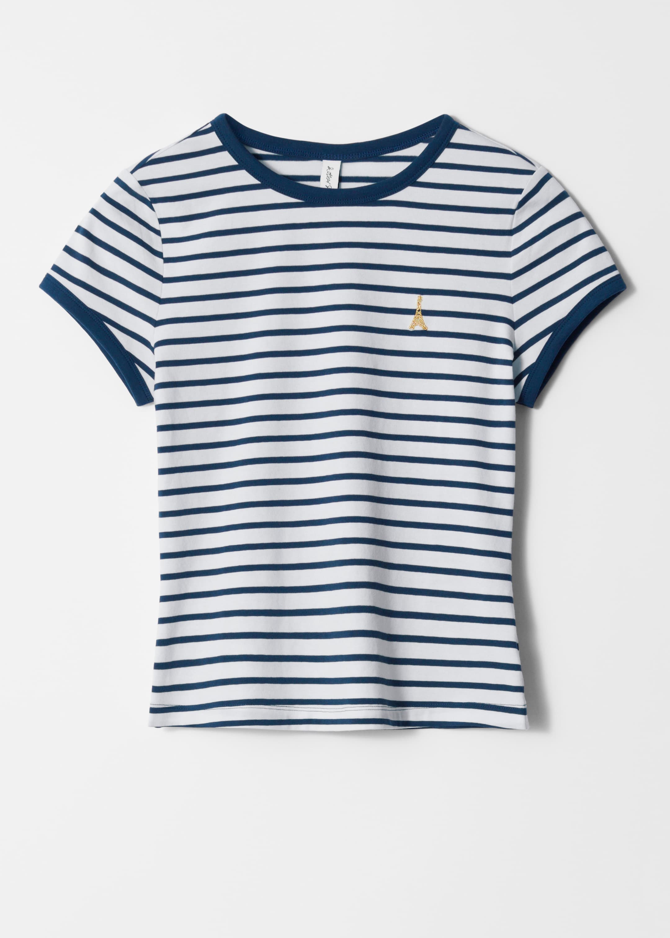 Zobacz większy obraz: T-shirt z kapturkowymi rękawami - Niebieskie paski - ONA | H&M PL 5