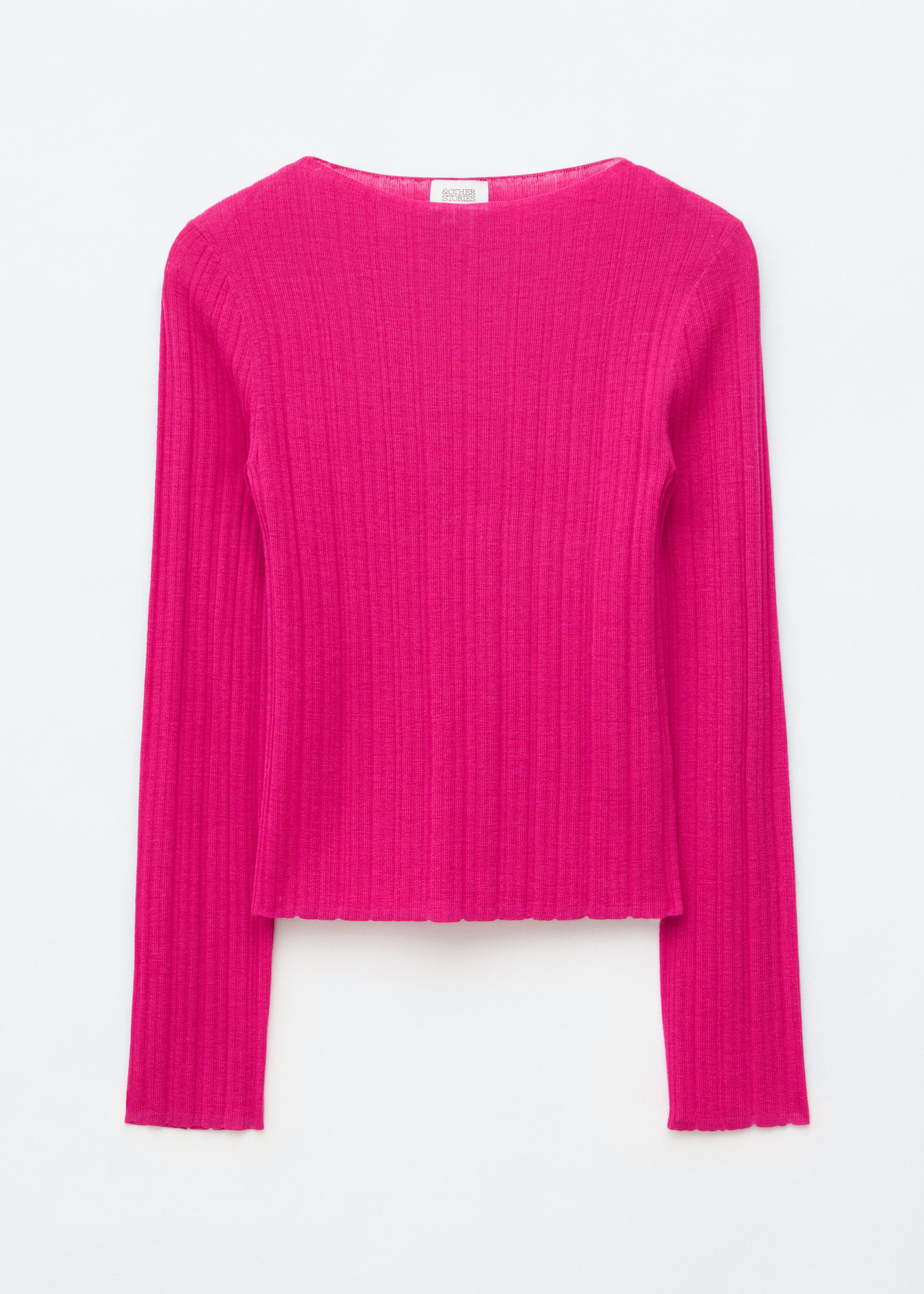 Rib-Knit Wool Boatneck Top - Bright Pink - Still Life