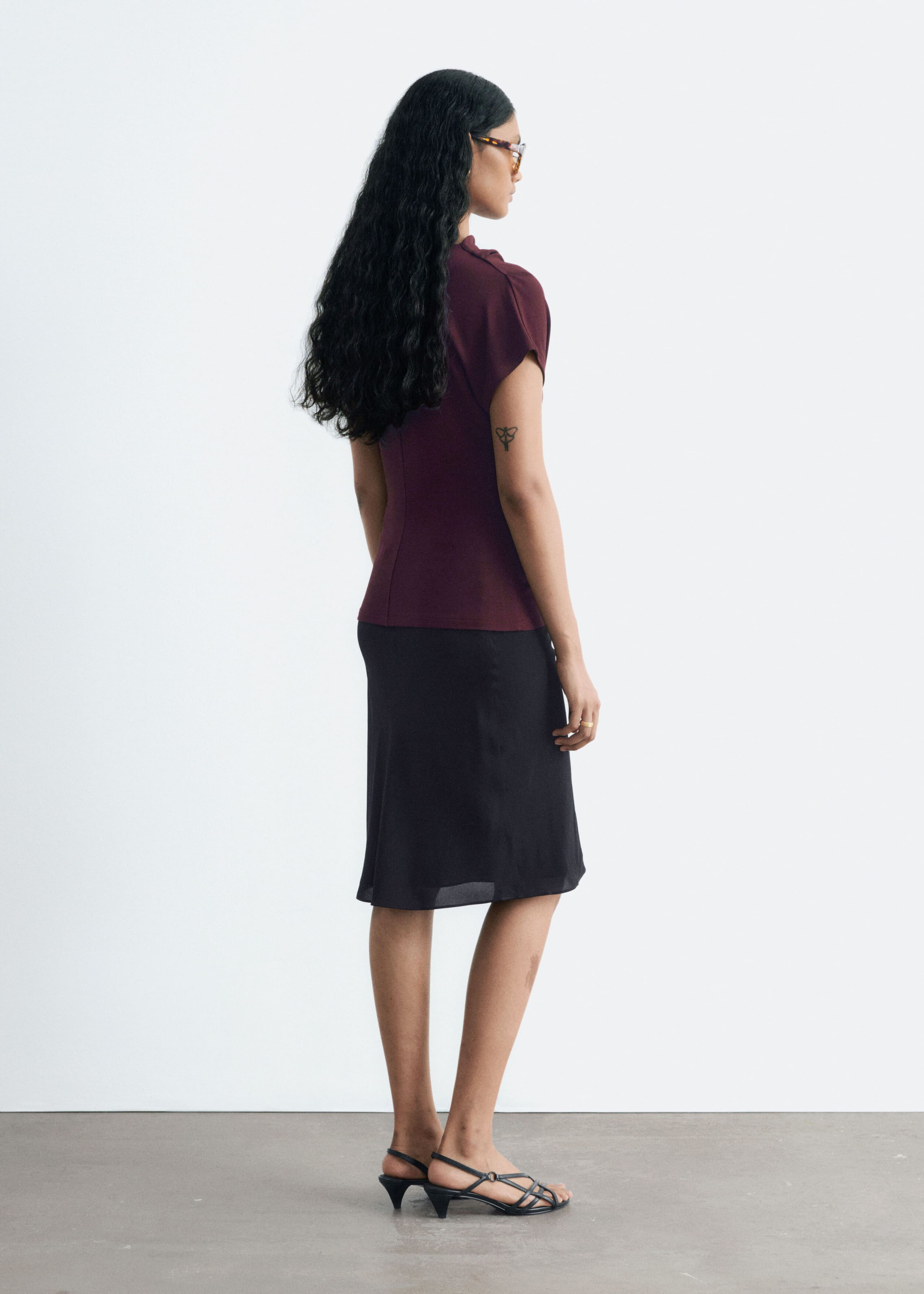 Draped Cowl-Neck Top - Black - Lookbook