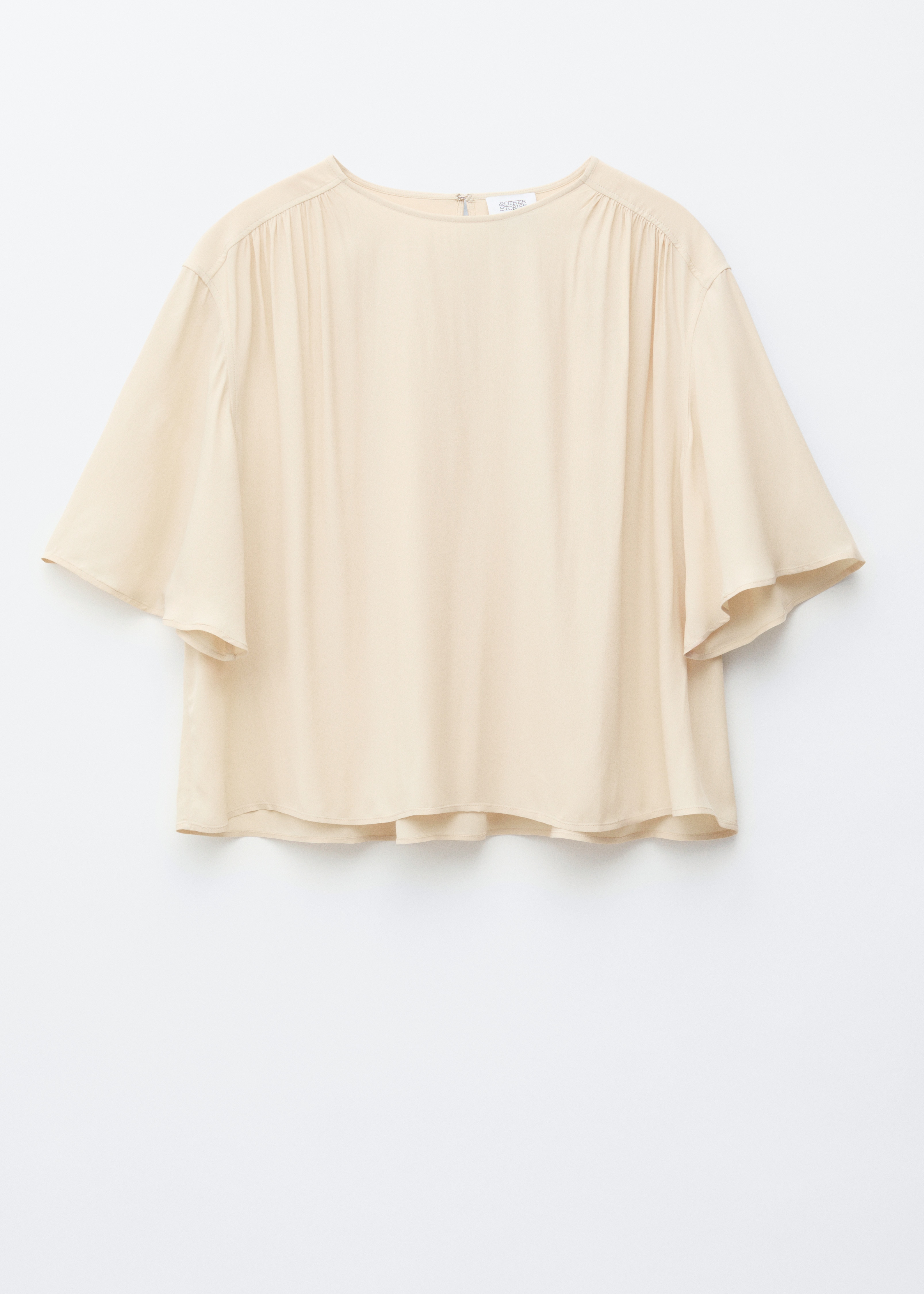 Blusa in crêpe arricciata - Beige/Chartreuse