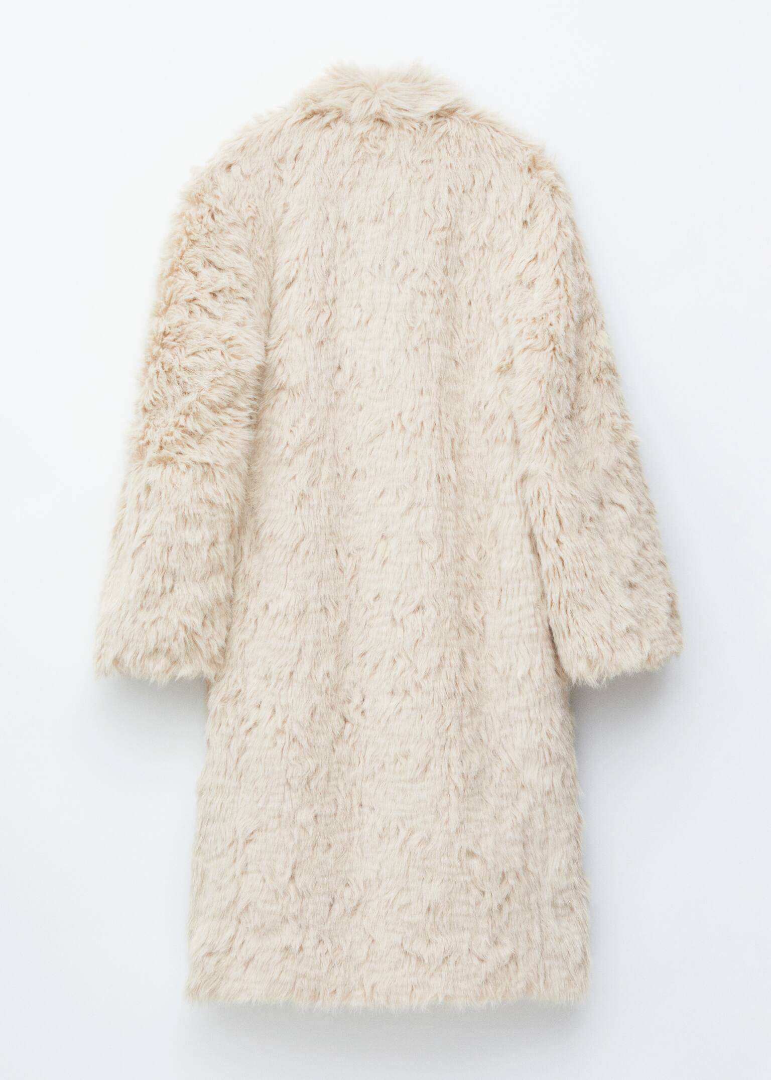 Faux Fur Midi Coat - Dusty White - 9