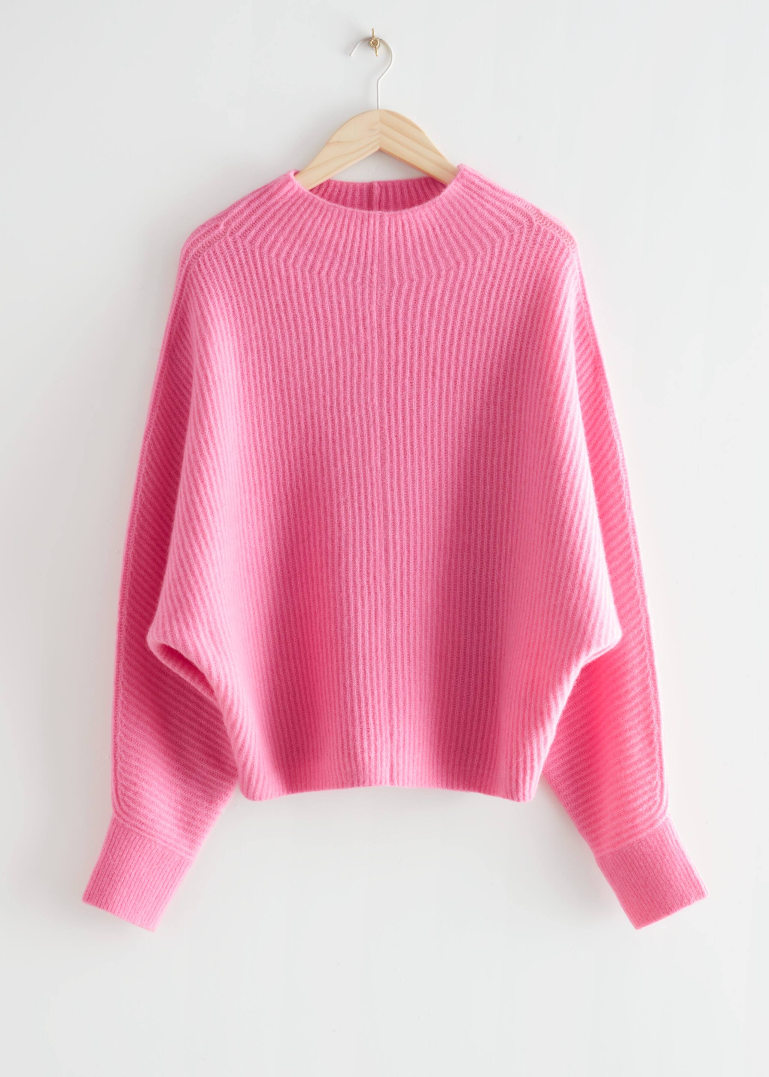 Voluminous Turtleneck Knit Jumper - Pink - Bodegón