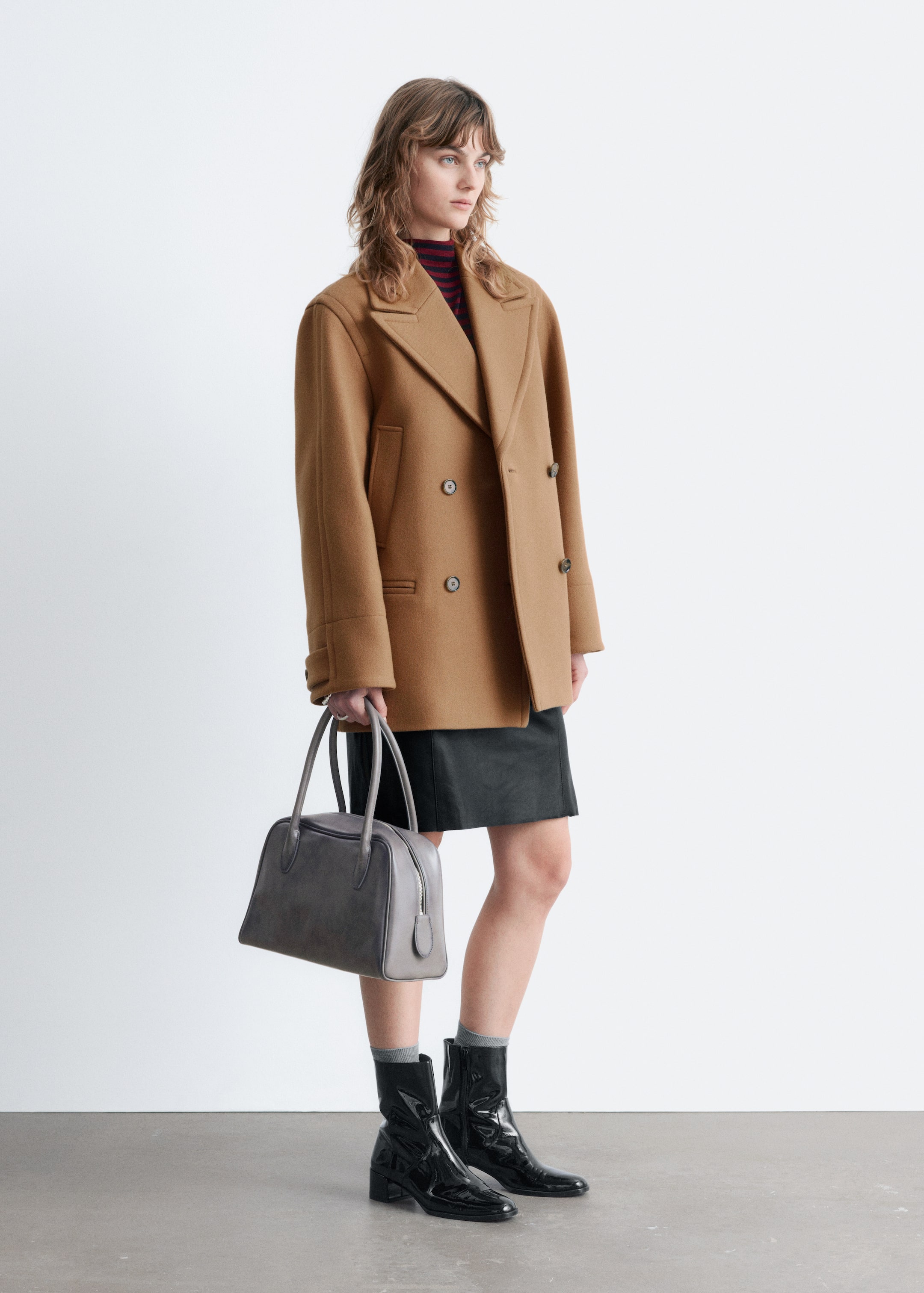 Grotere afbeelding bekijken: Tailored Wool Pea Coat - Donkerbeige - DAMES | H&M BE 1