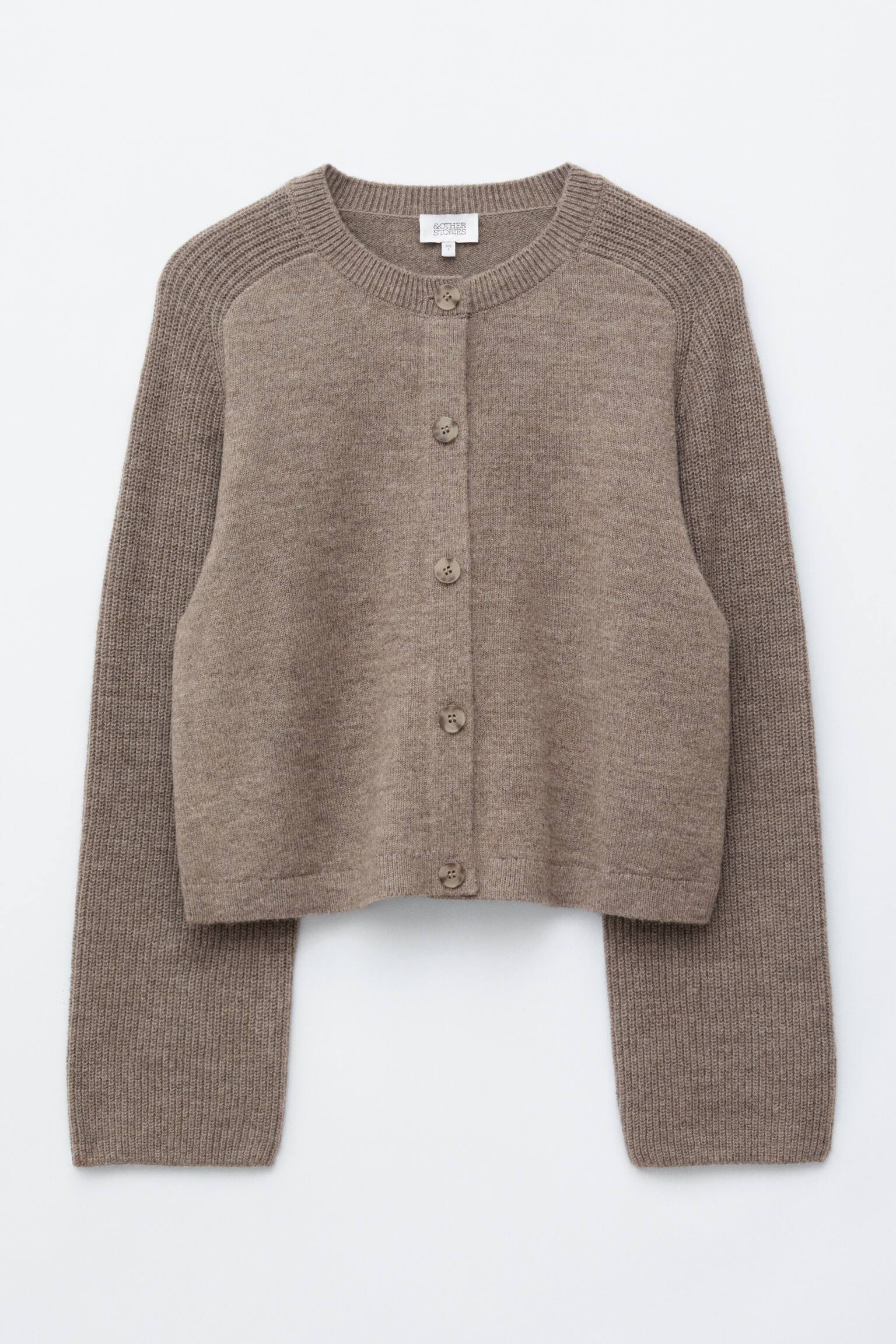 Ruimvallend vest van wol en katoen - Taupe/Donkerblauw