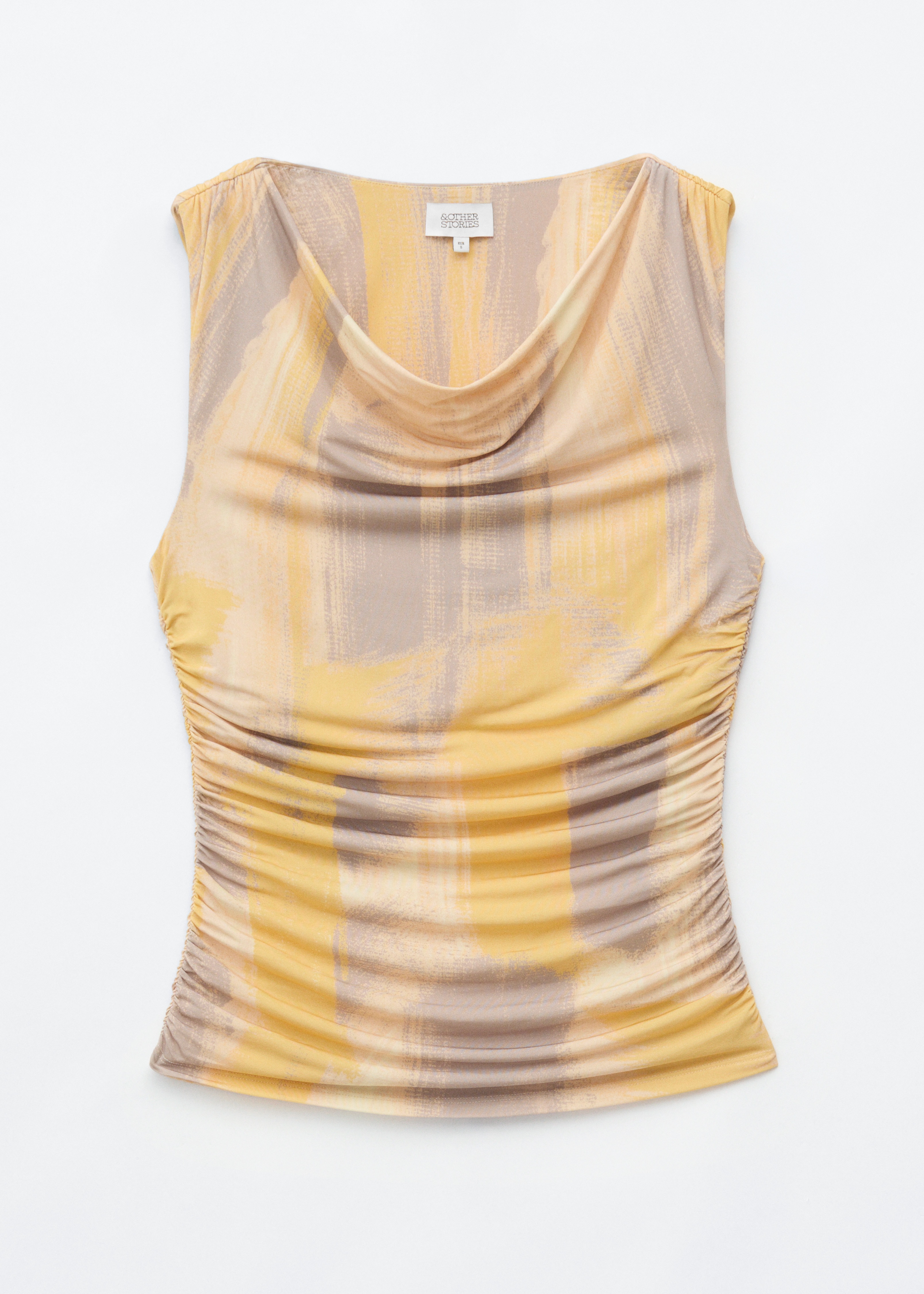 Top fruncido con cuello tipo chal - Amarillo