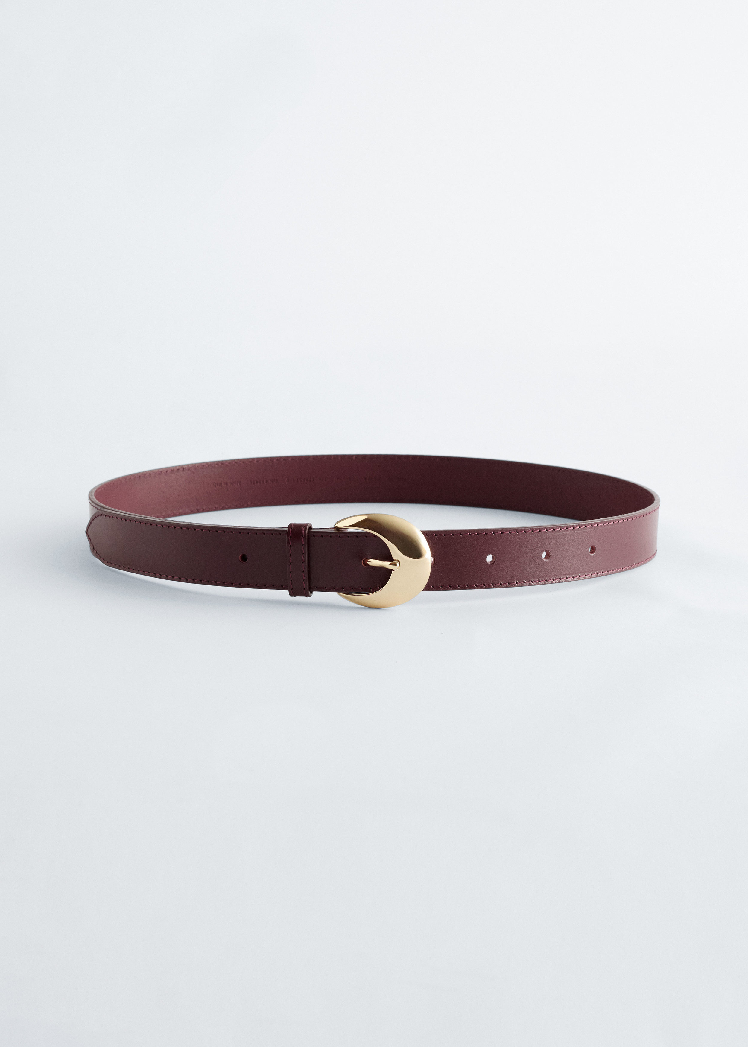 Crescent-Buckle Leather Belt