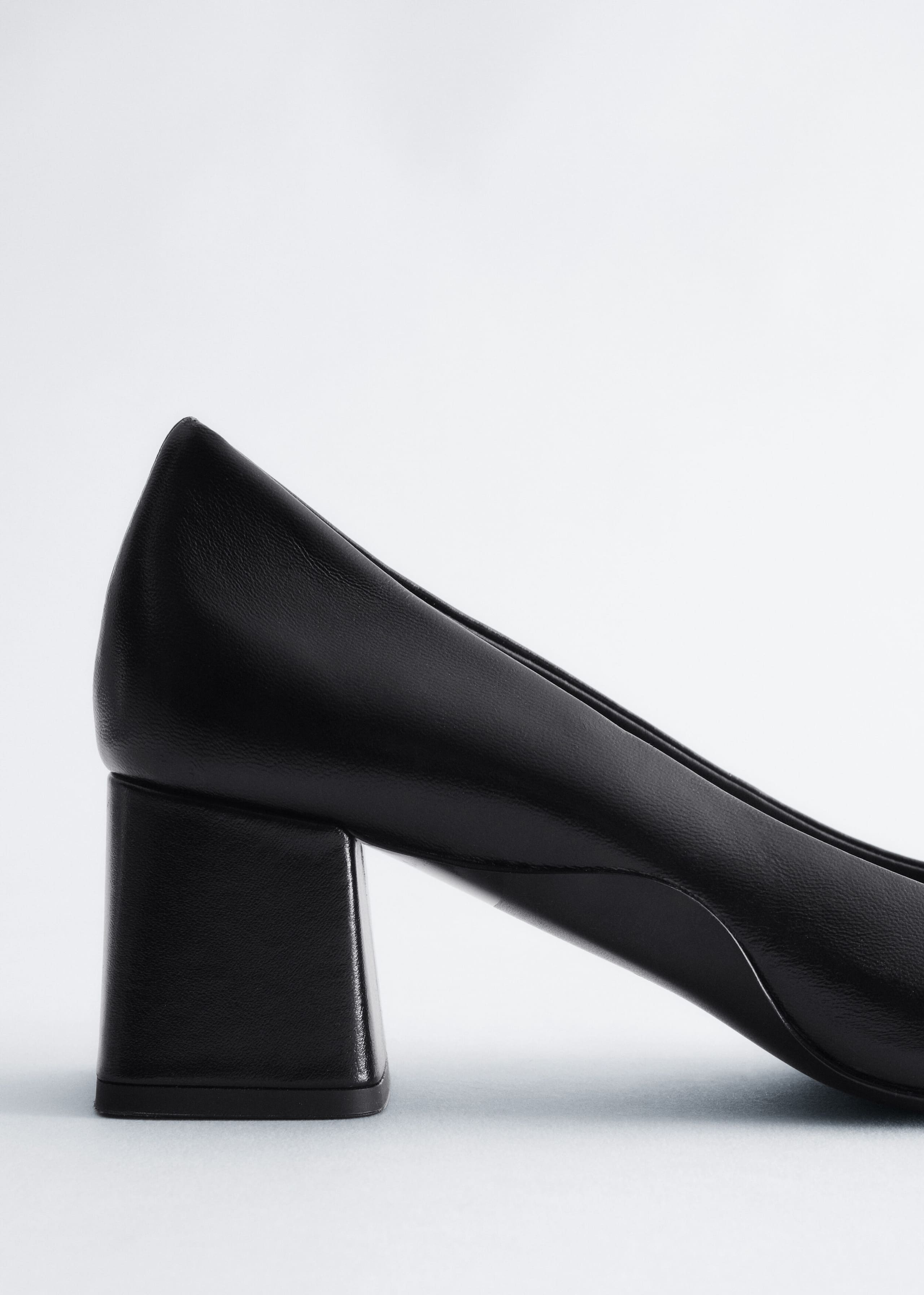Leather Block Heel Pumps - Black - Still Life