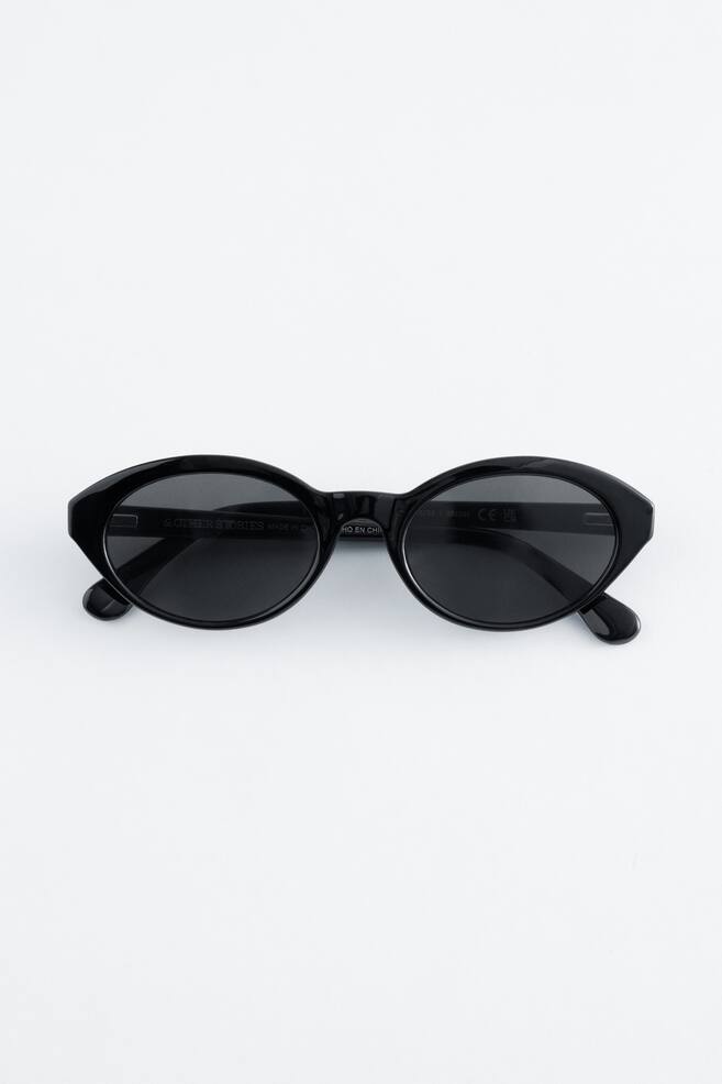 Oval-Frame Sunglasses - Black/Green - 1
