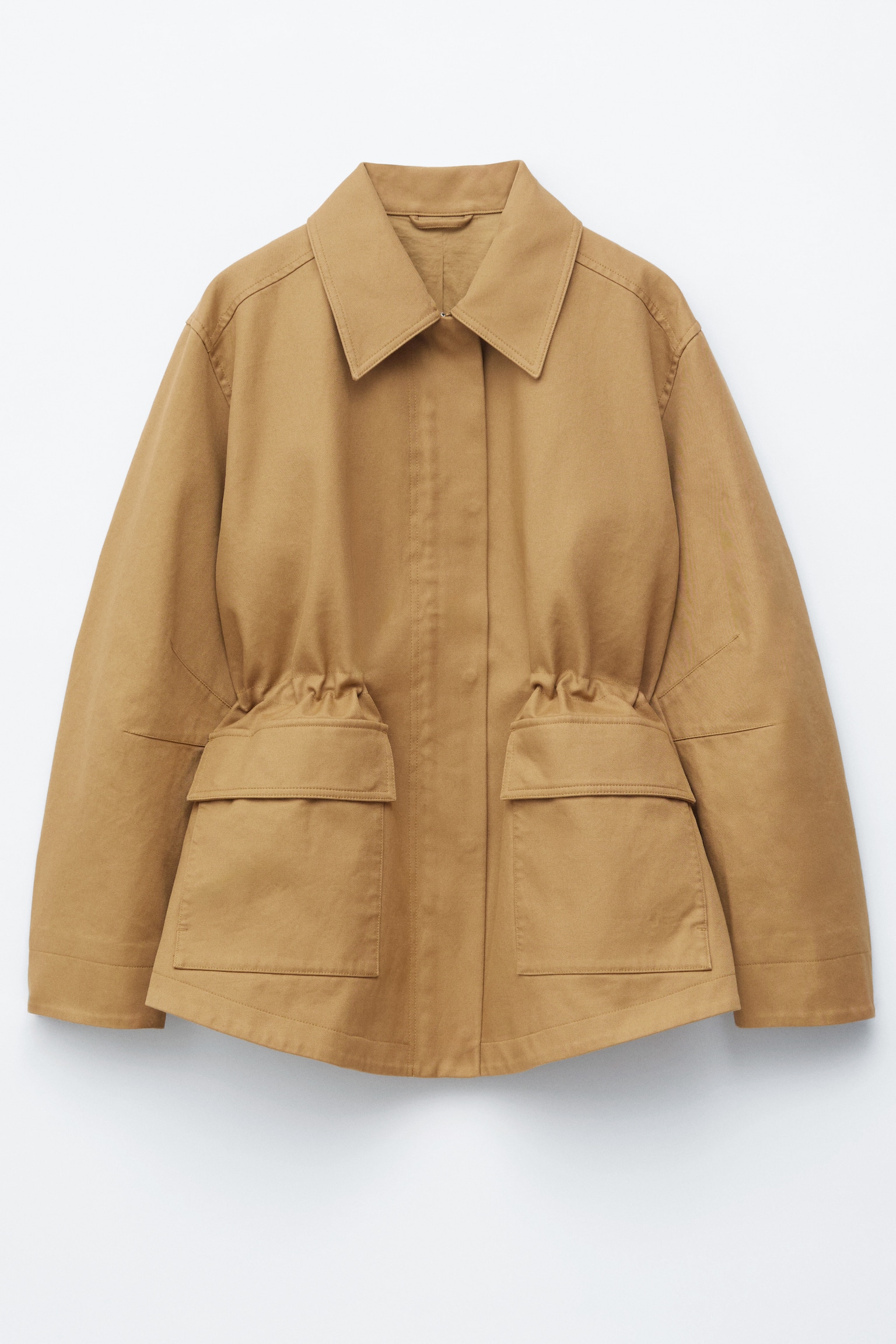 Veste utilitaire oversize à cordon de serrage - Jaune moutarde/Marron foncé - 1