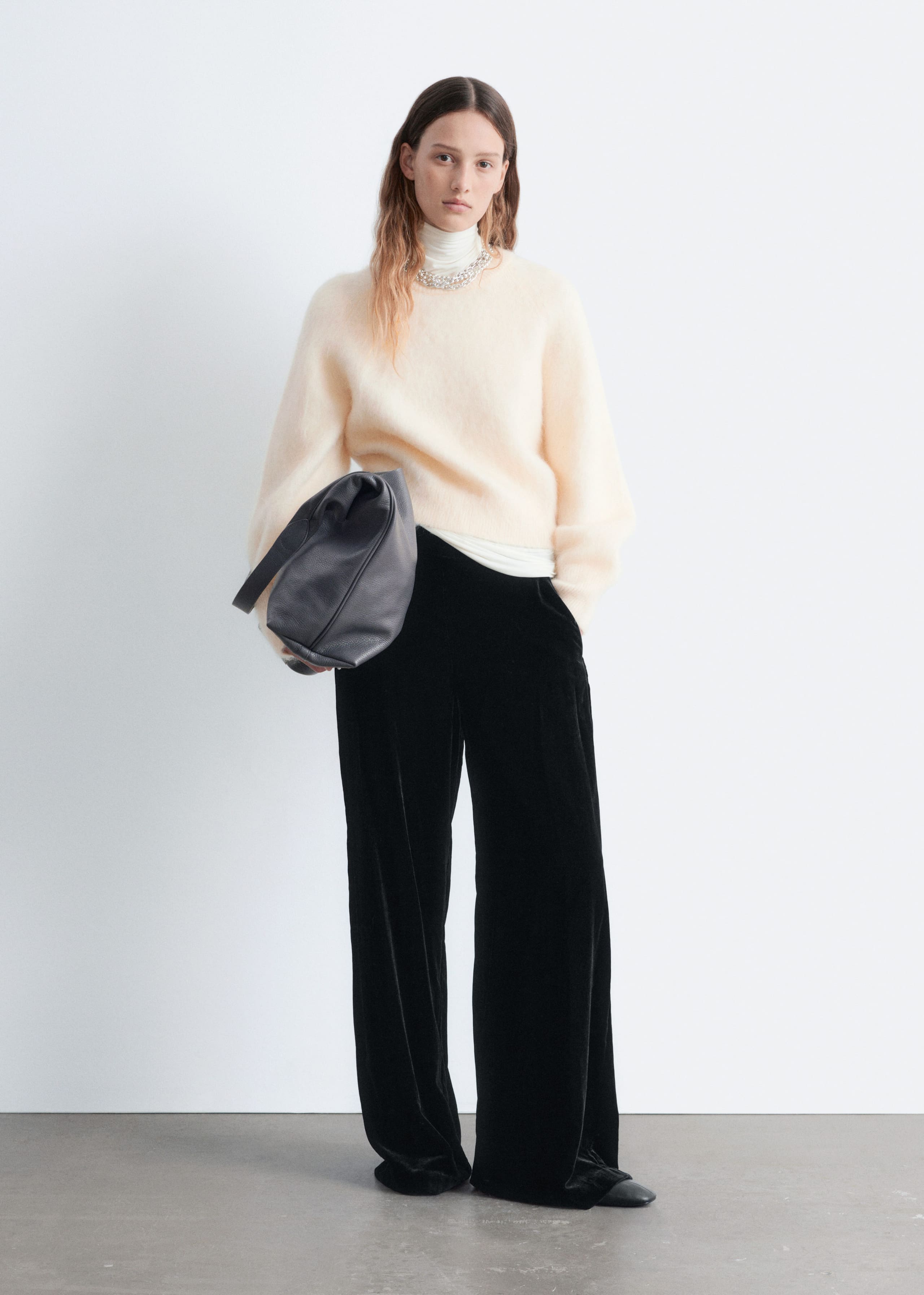 Image of Wide-Leg Velvet Trousers