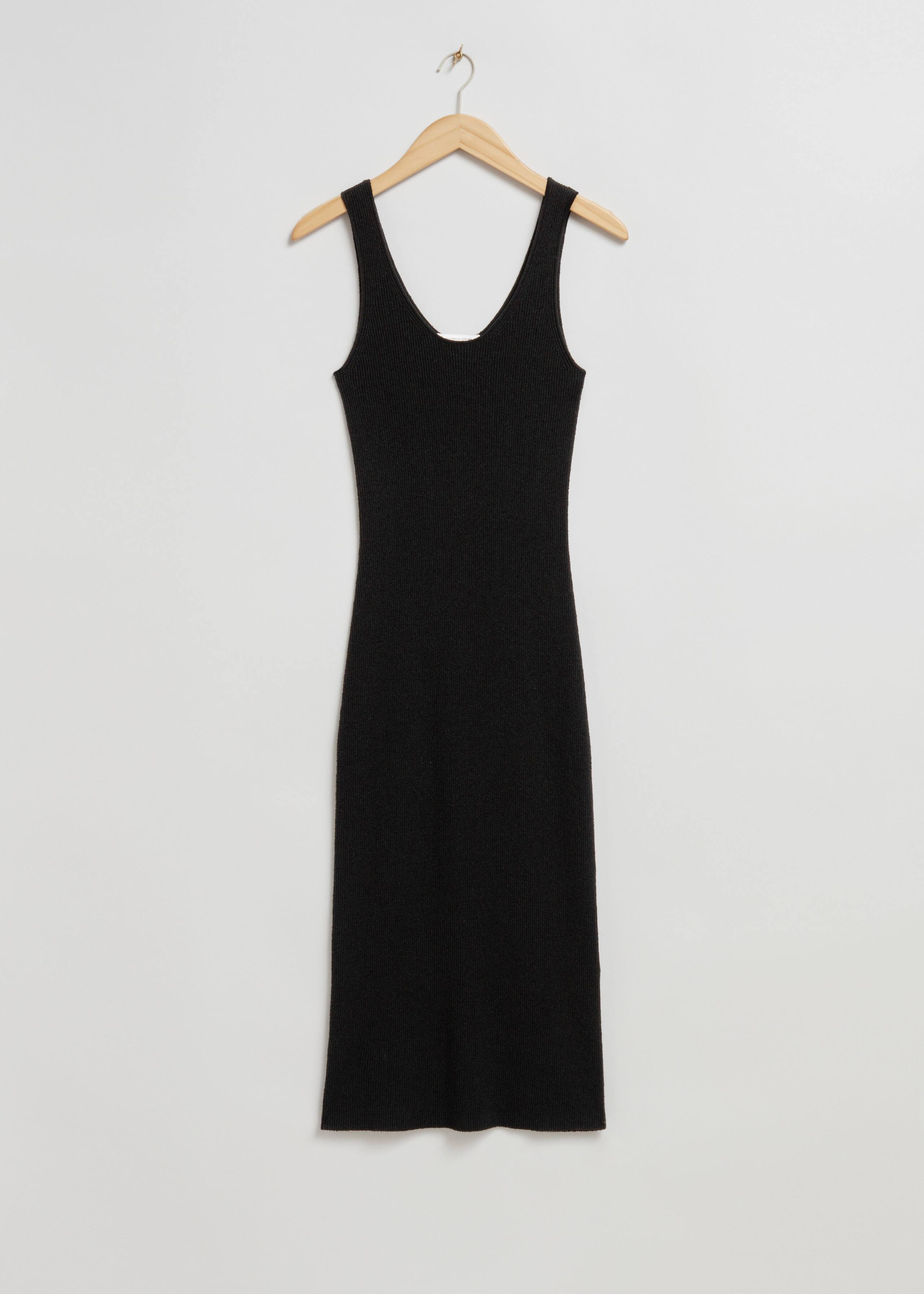 Knitted Silk Blend Midi Dress - Black - Still Life