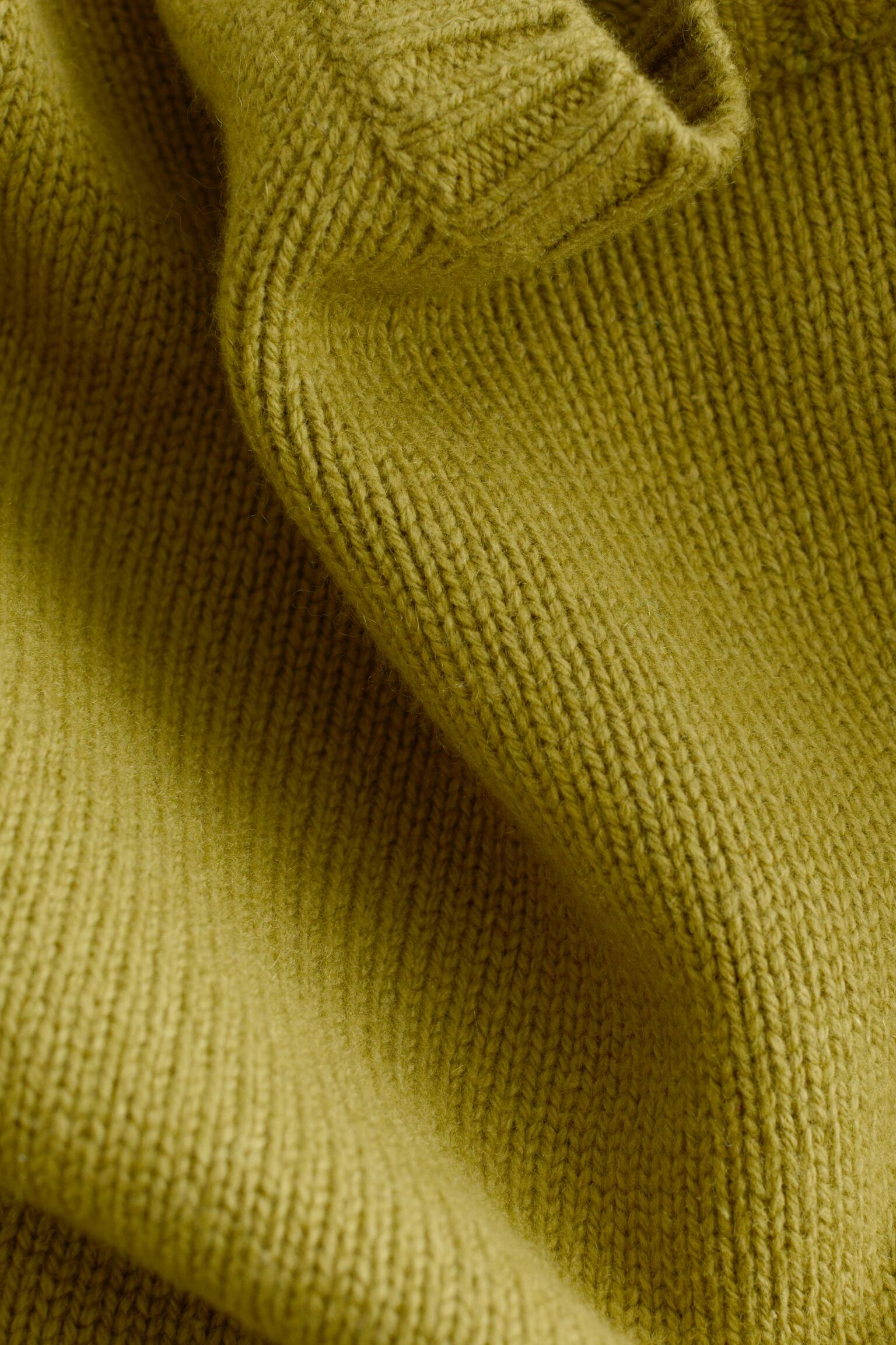 Sveter z kašmíru a bavlny - Khaki zelená/Béžová - 3