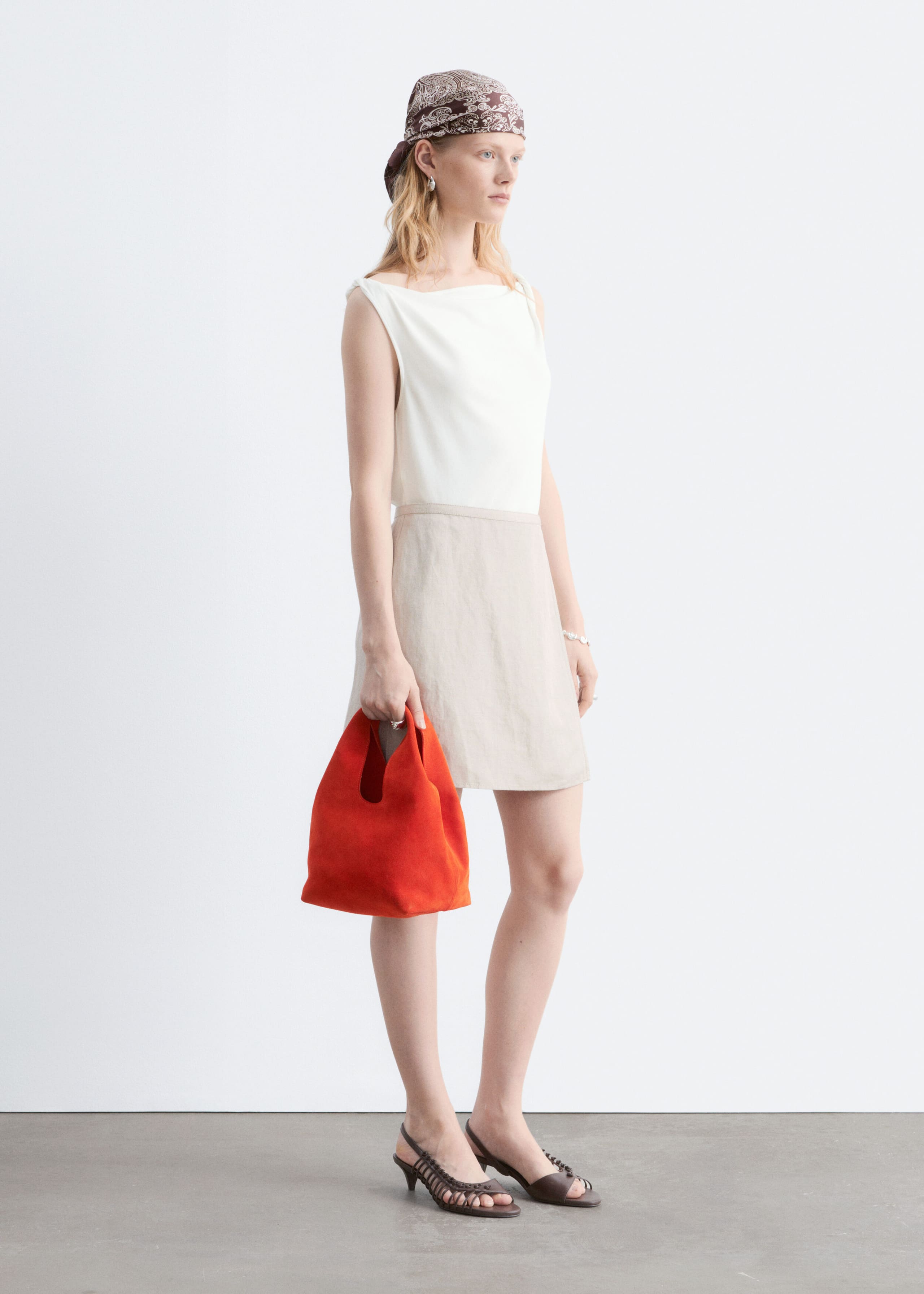 Twist-Shoulder Jersey Top - White - Still Life