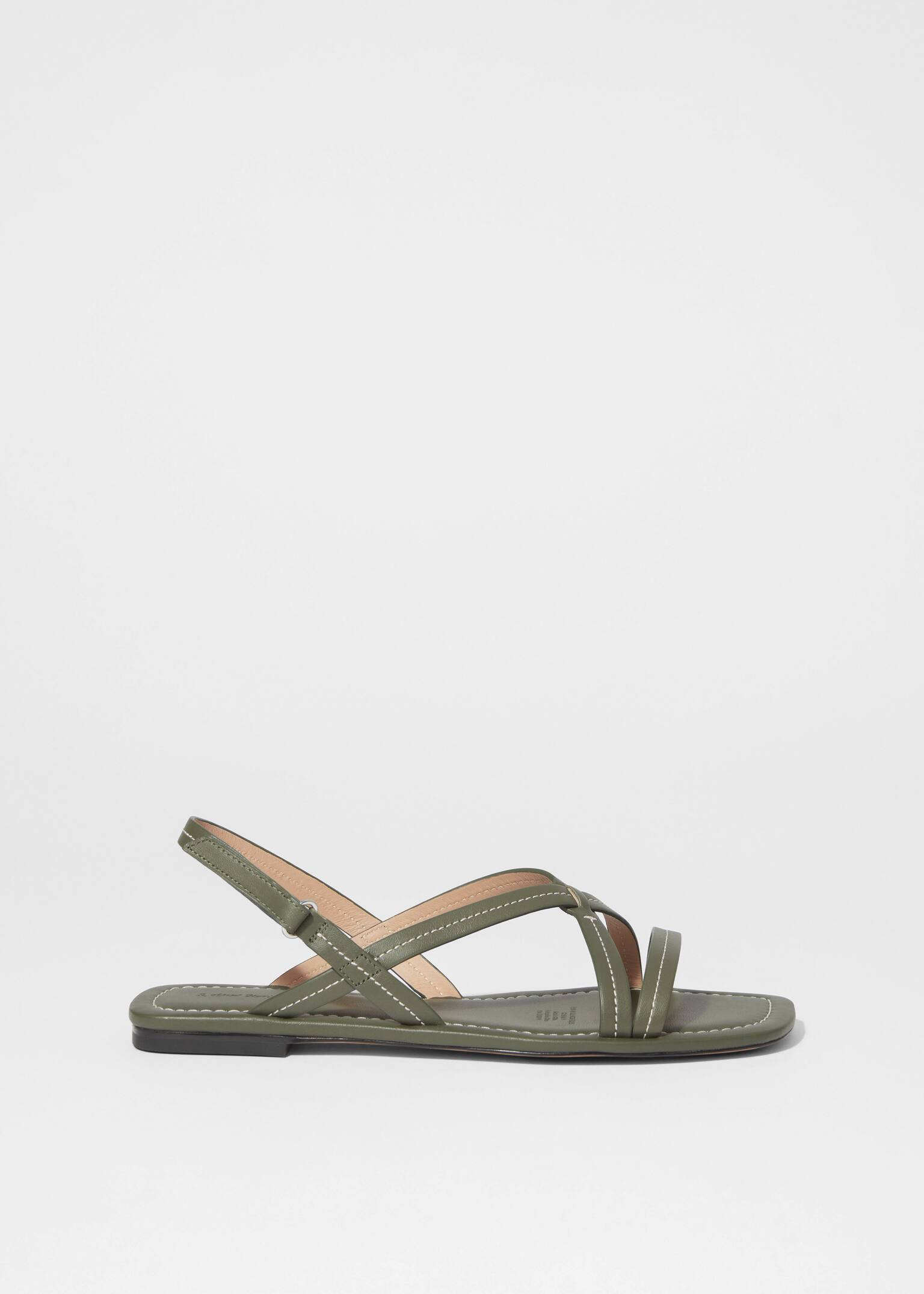 Sandales à brides en cuir - Vert kaki/Marron Clair - 2