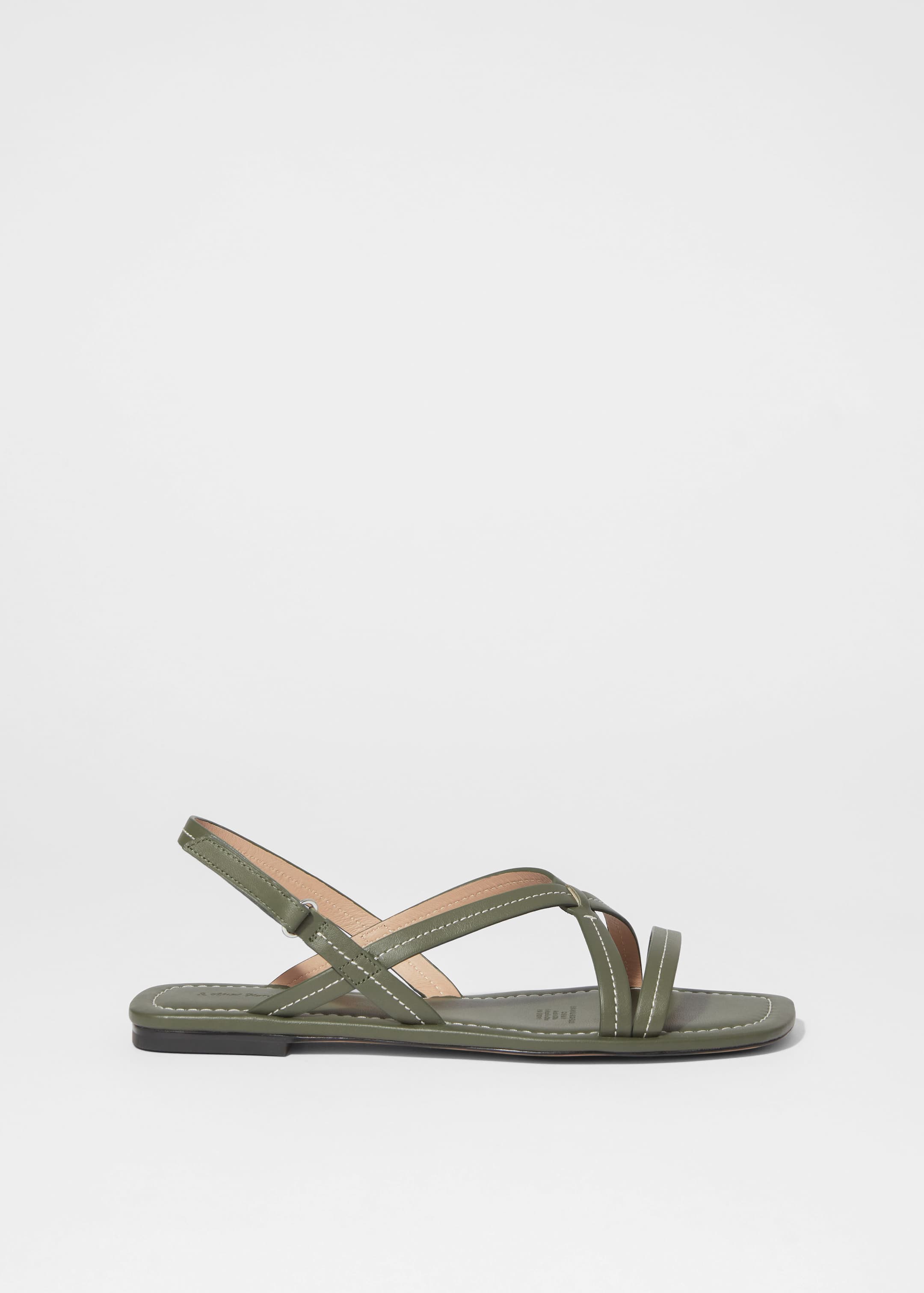 Visa större bild: Remsandaletter i läder - Khakigrön - DAM | H&M SE 3