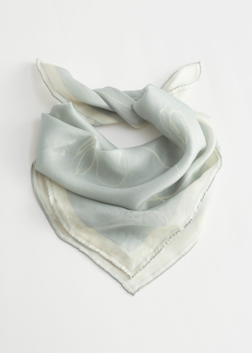 Printed Silk Blend Scarf - Blue Print - Natura morta