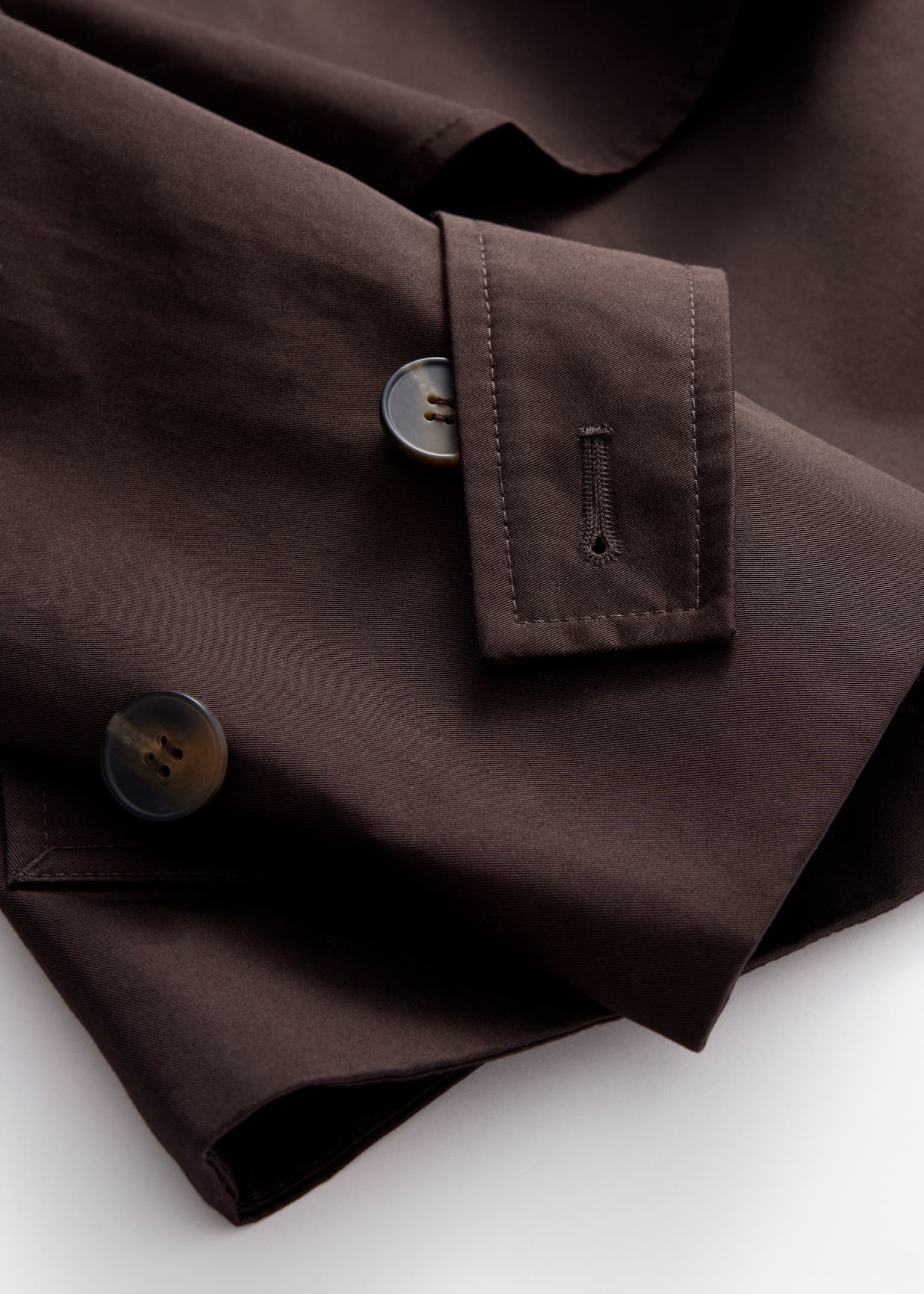 Kort trench coat-jakke - Mørk brun/Beige - 2