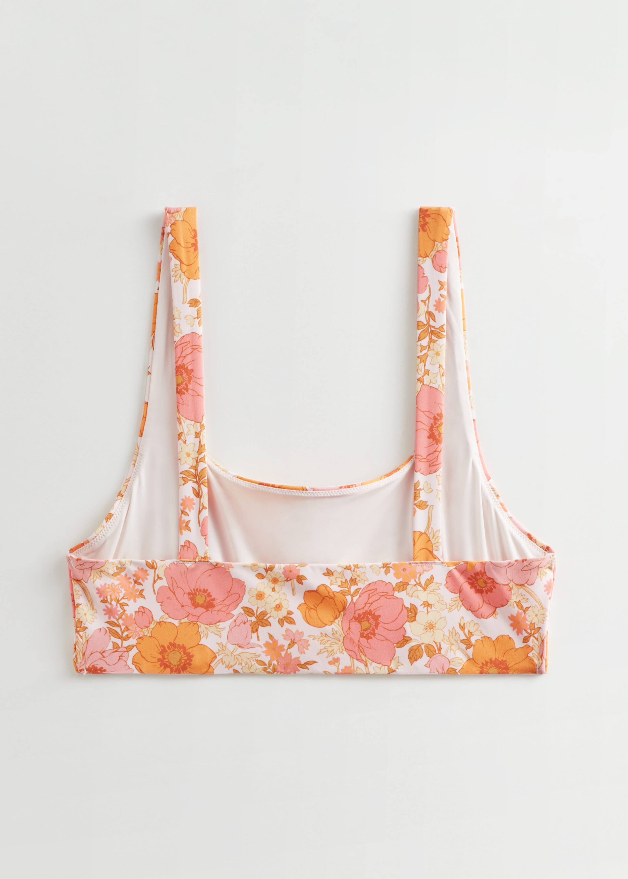 Printed Bandeau Bikini Top - Orange Florals - Still Life
