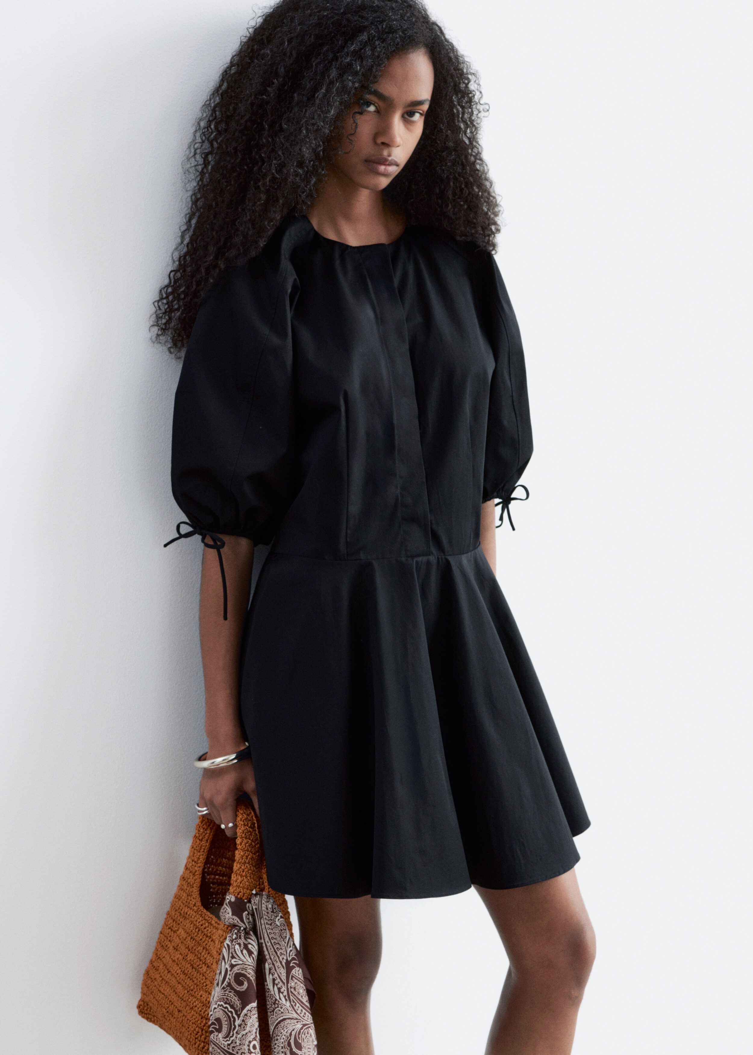 Volume-Sleeve Mini Dress - Black - & Other Stories US