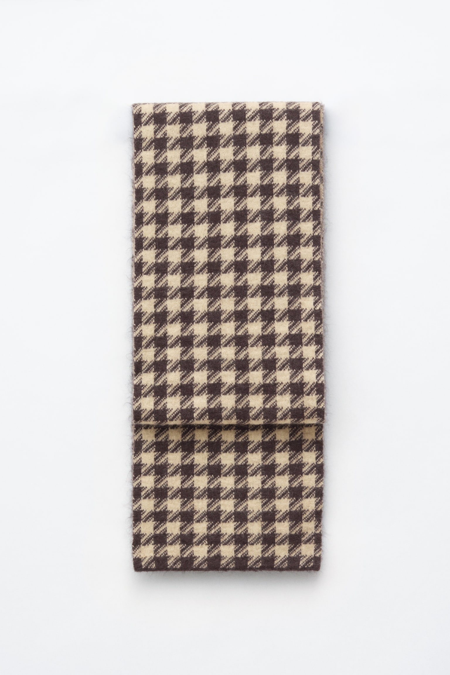 Mohair-Blend Houndstooth Scarf - Beige/Houndstooth