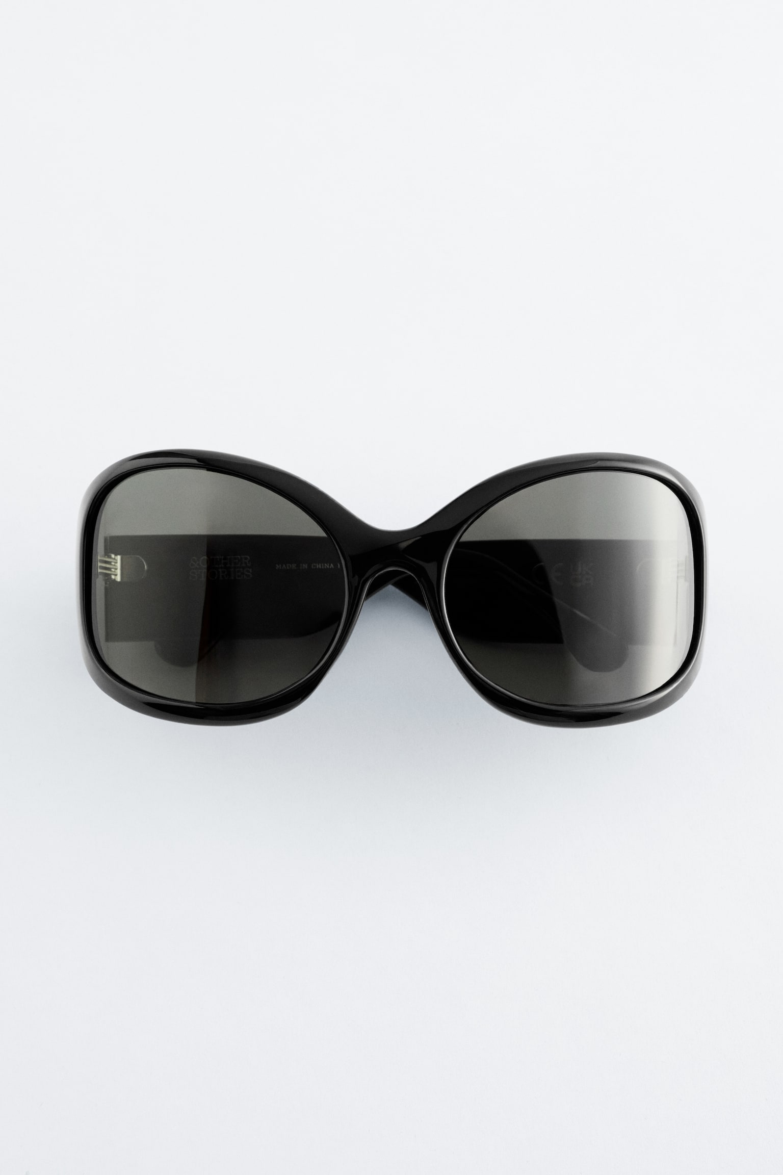 Óculos de sol com armação oval oversized - Preto/Cinzento/Rosa sujo