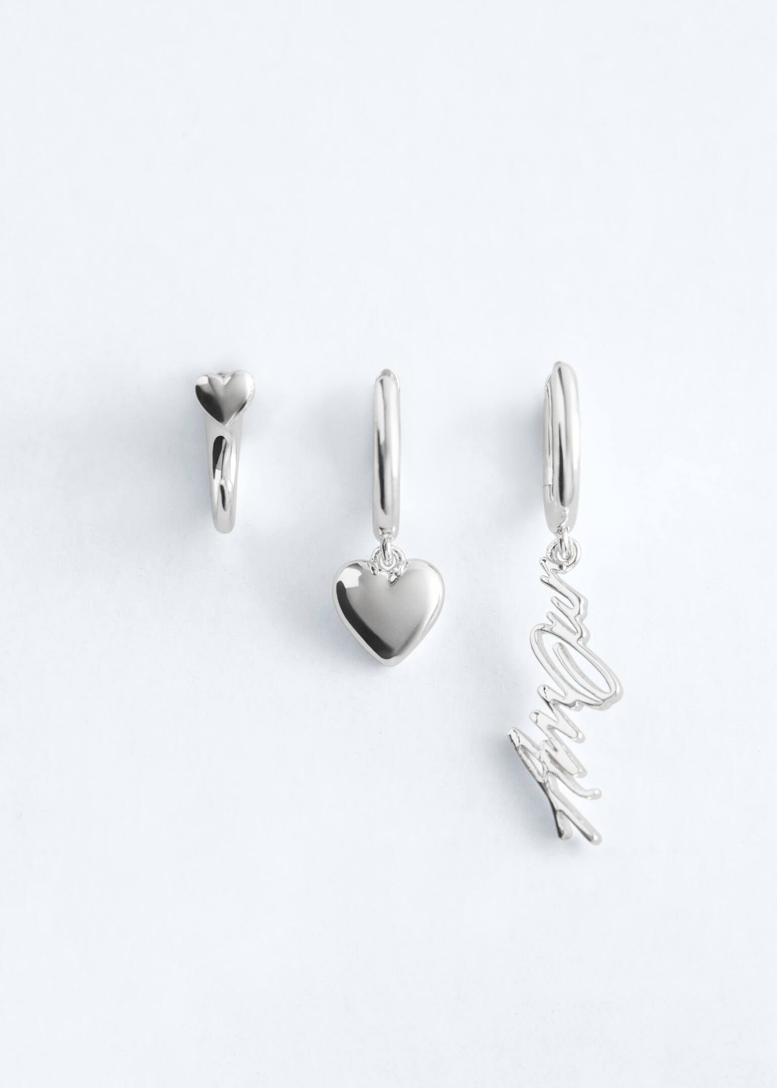 Zestaw kolczyków kół z motywem - Srebrny - 2