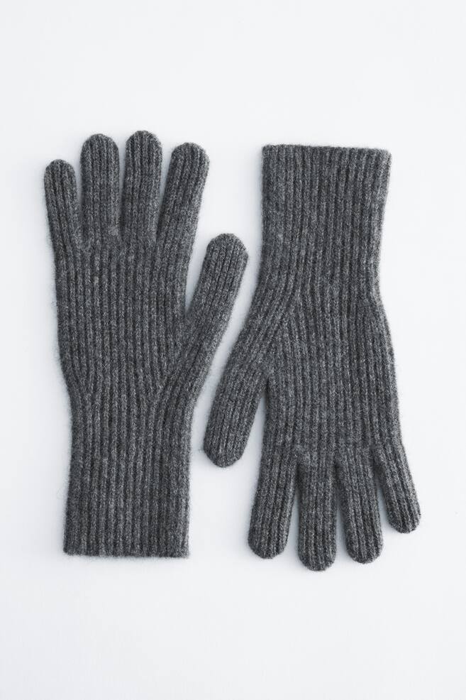 Ribbed Cashmere Gloves - Grey/Blue/Black/Dark Brown - 1