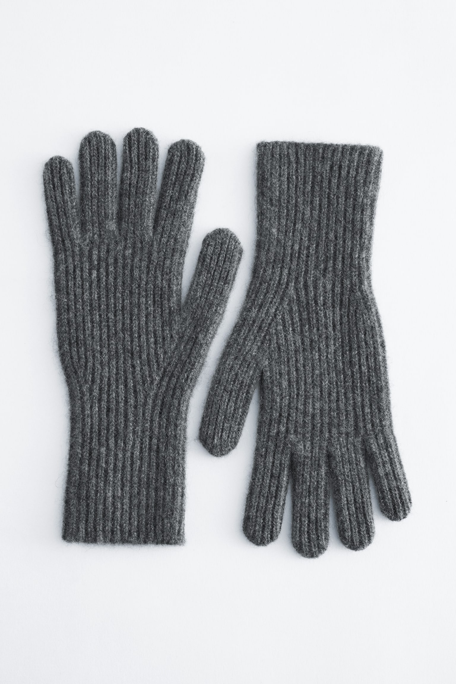 Gants en cachemire côtelé - Gris/Bleu/Noir/Marron foncé