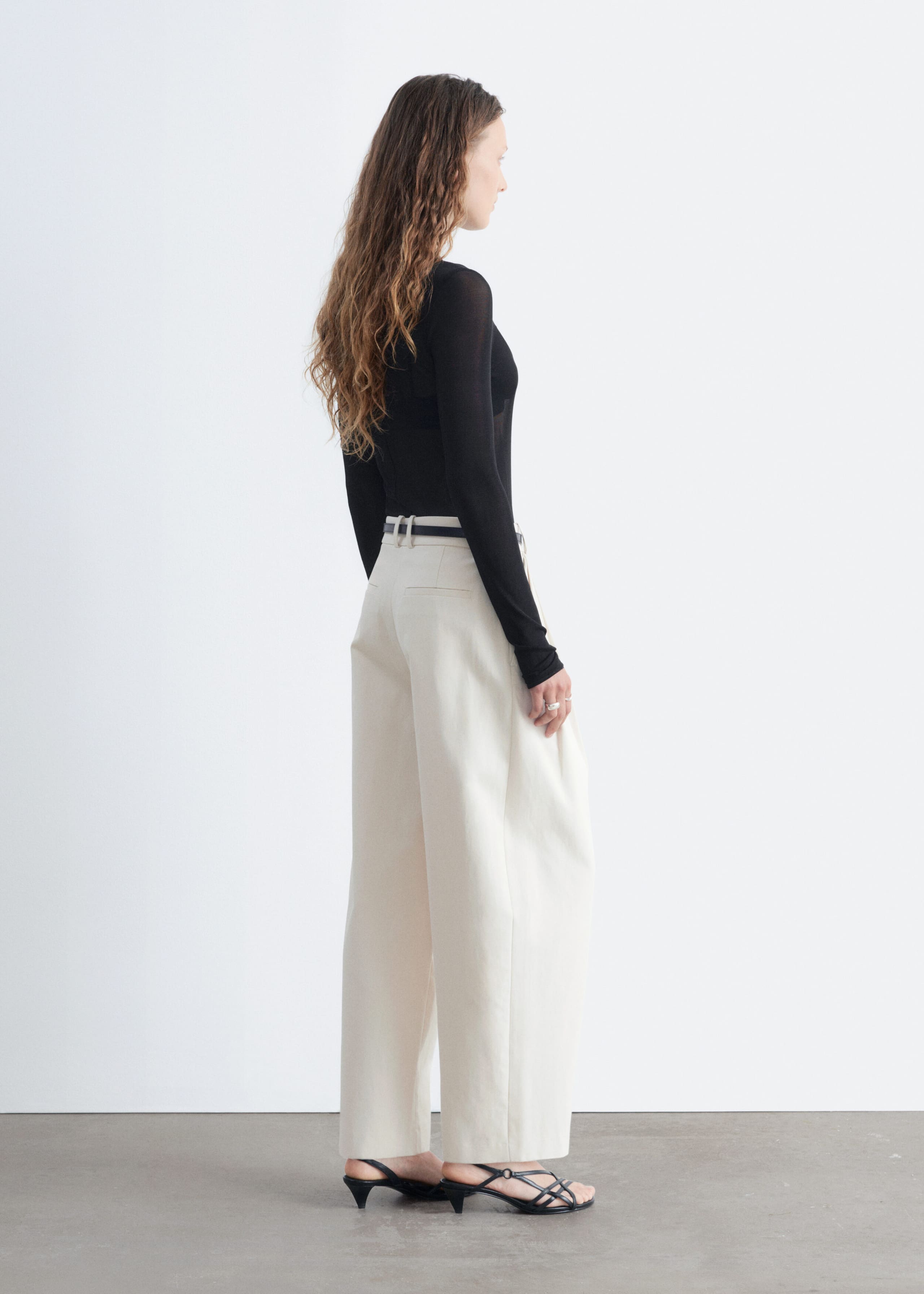 Ribbed Silk Top - Black - Lookbook