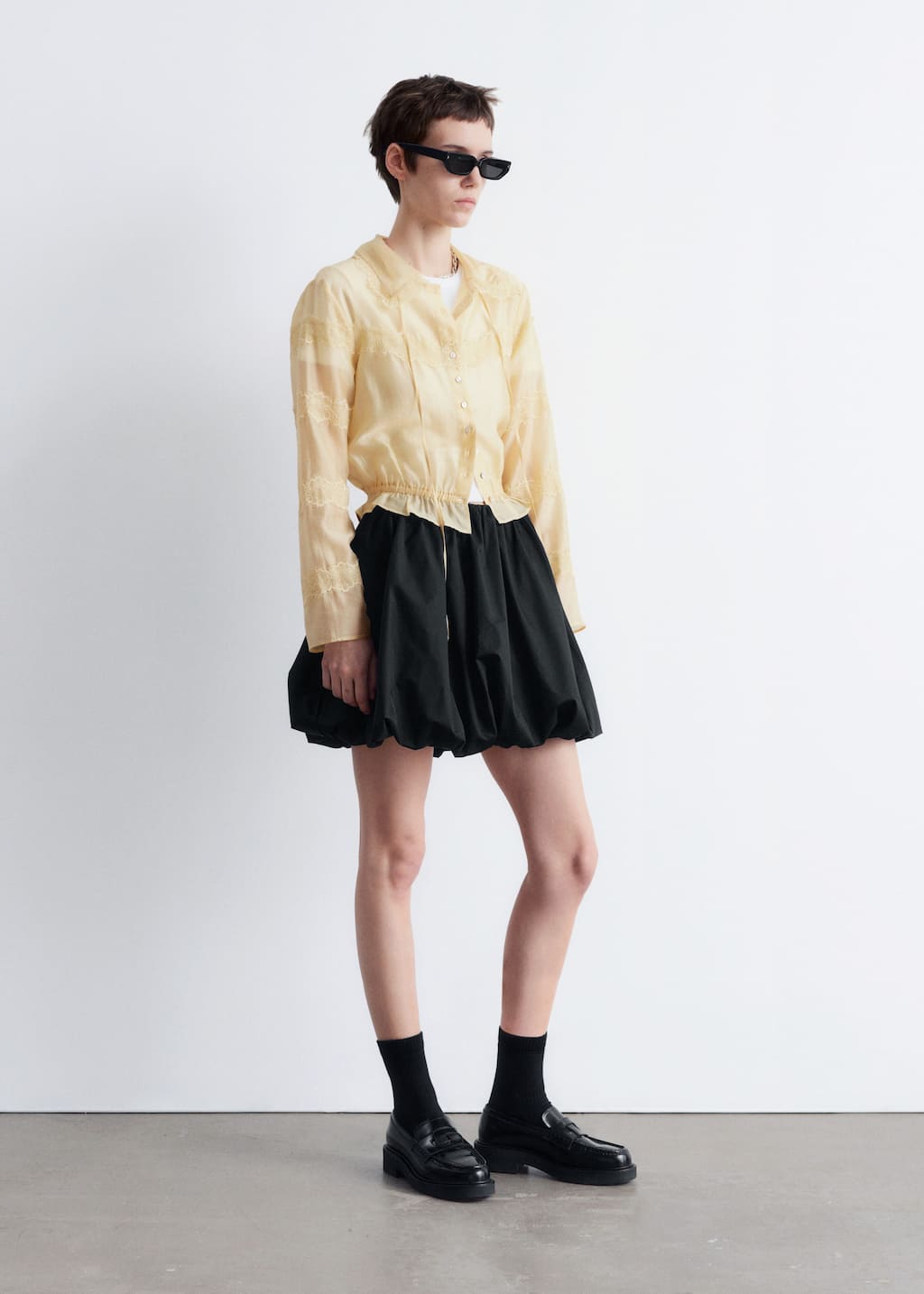 Image of Long-Sleeve Lace Blouse