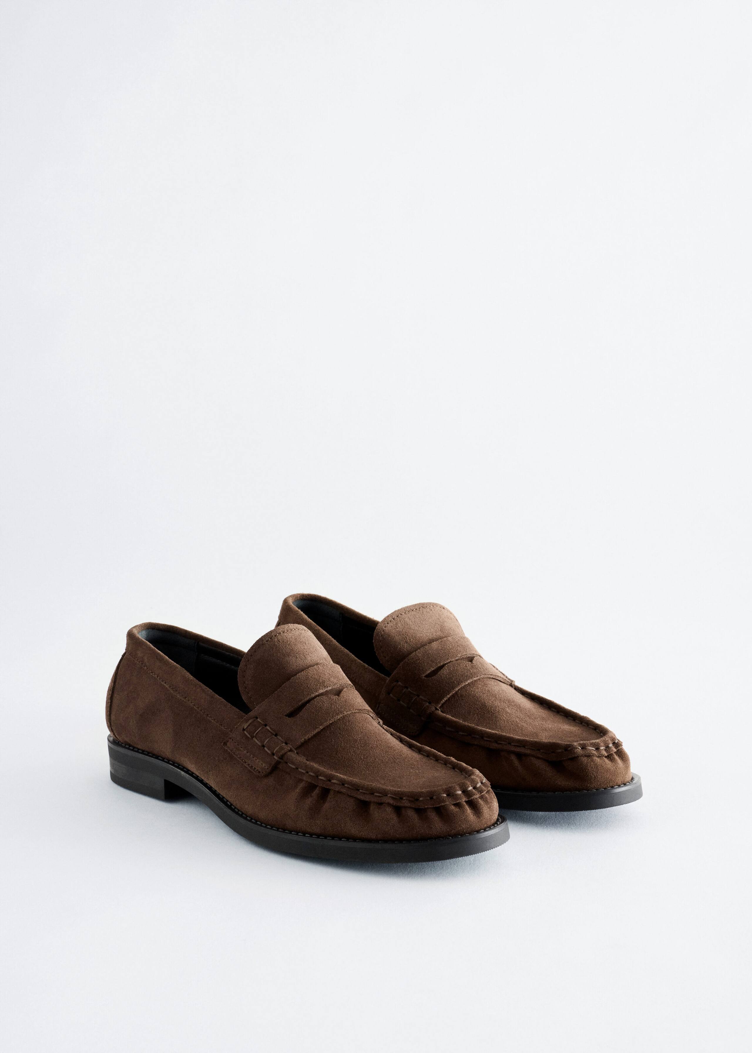 Split Suede Penny Loafers - Dark Brown - Natura morta