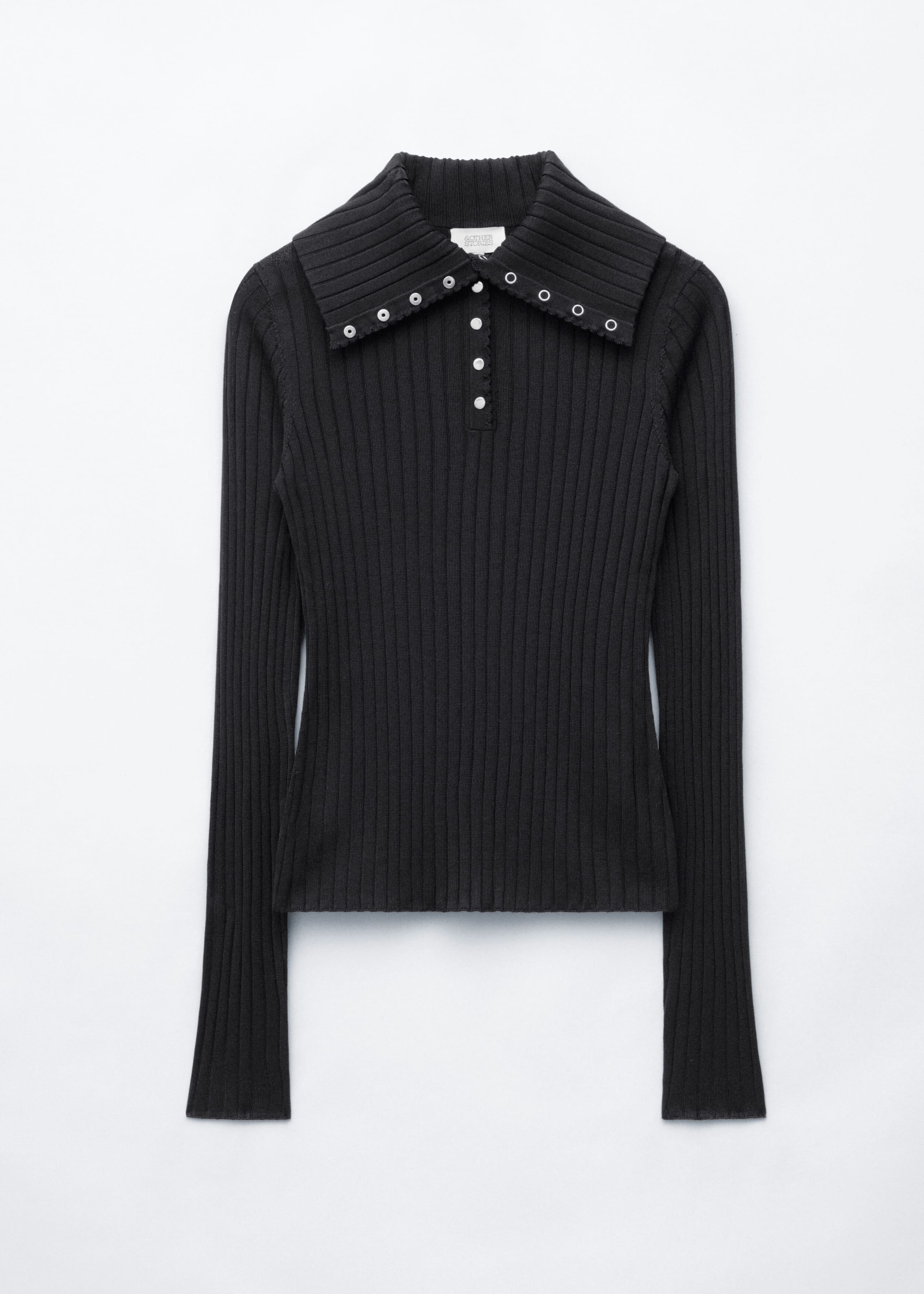 Scalloped Collar Top - Black - Still Life