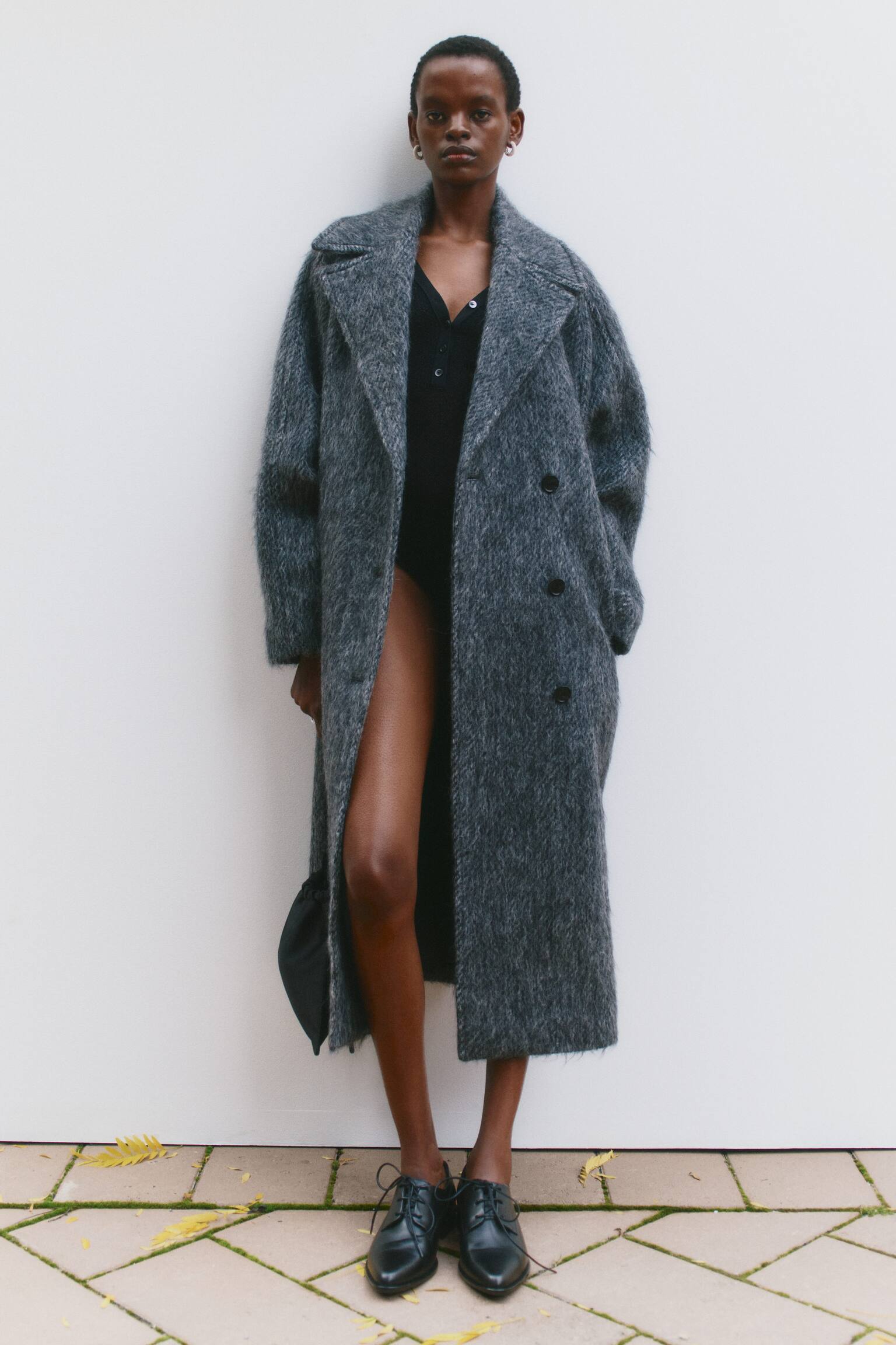 Kappa i borstad ullblandning - Mörkgrå/melerad - 5