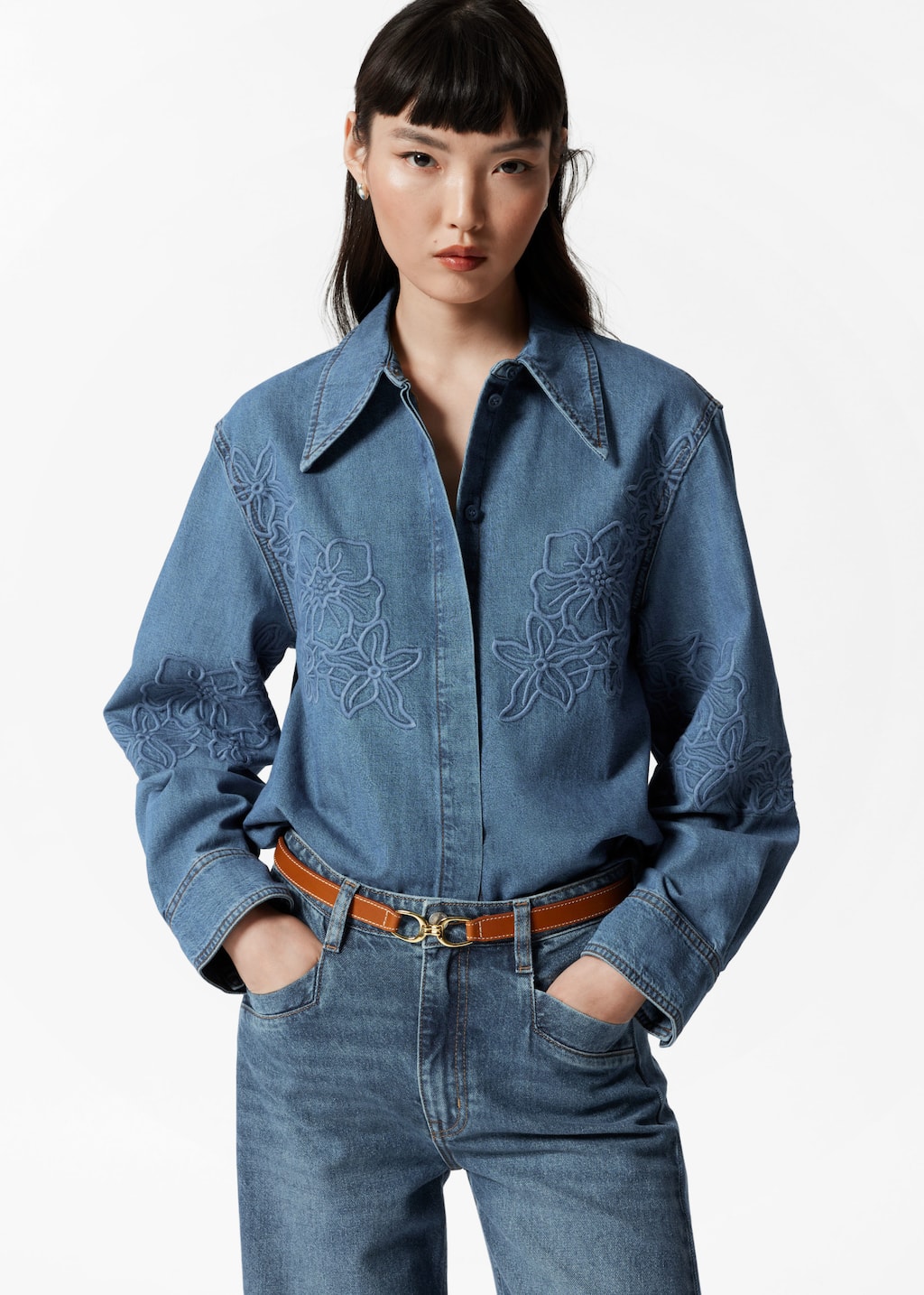 Image of Embroidered Denim Shirt