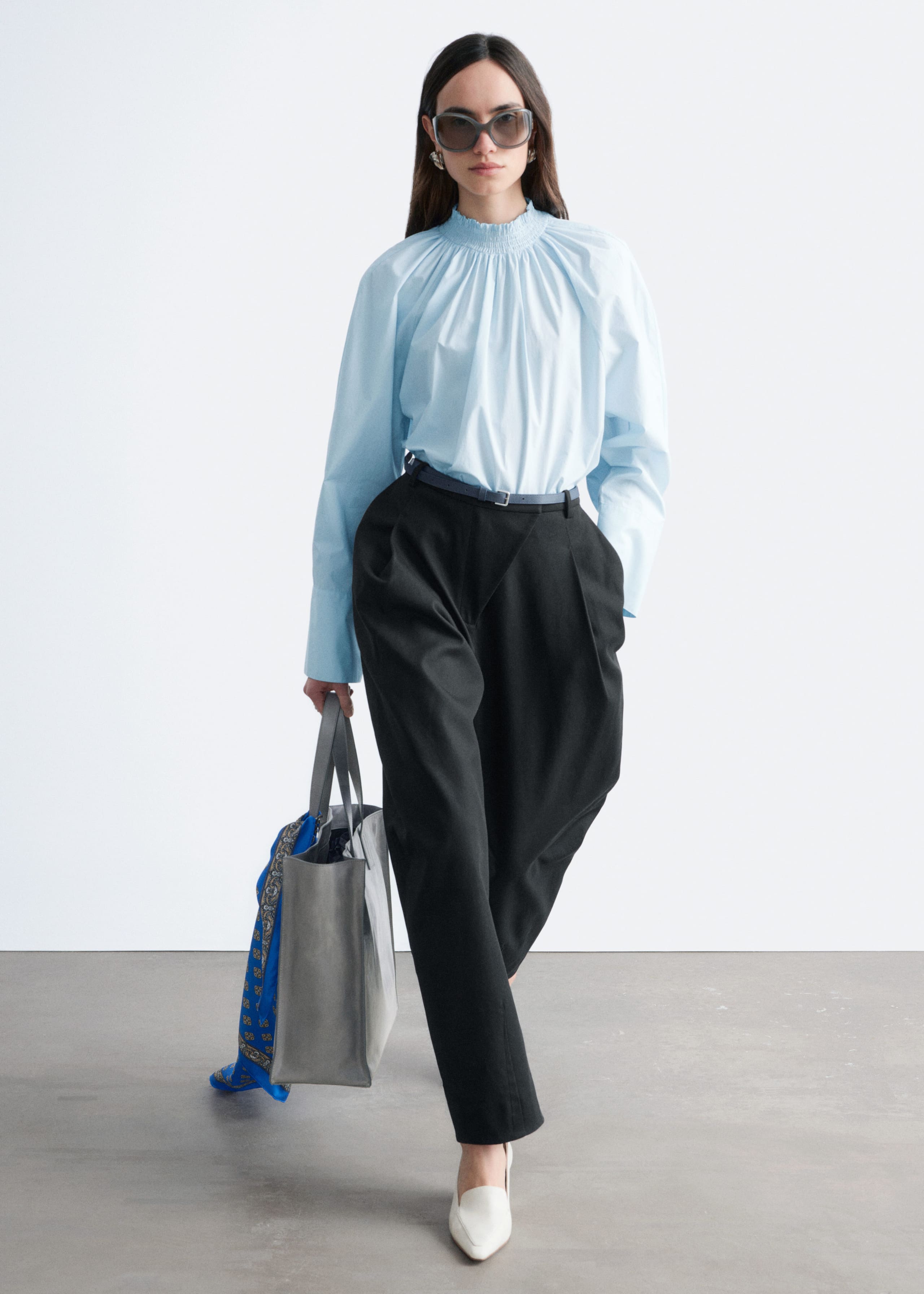 Image of Bluse mit Stehkragen und Raffungen