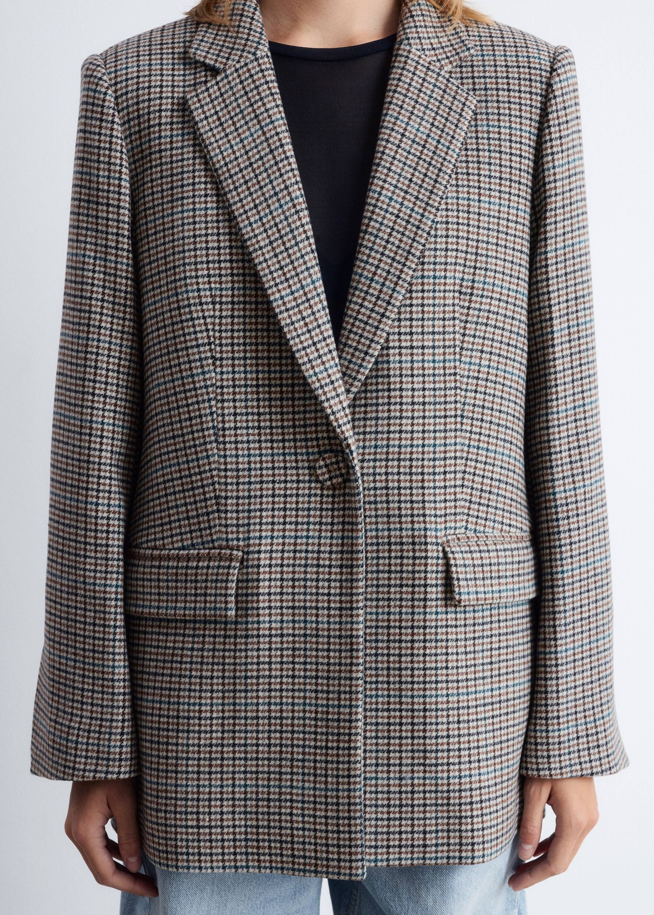 Agrandir l'image: Blazer habillé en laine mélangée - Motif pied-de-poule taupe - FEMME | H&M CH 3