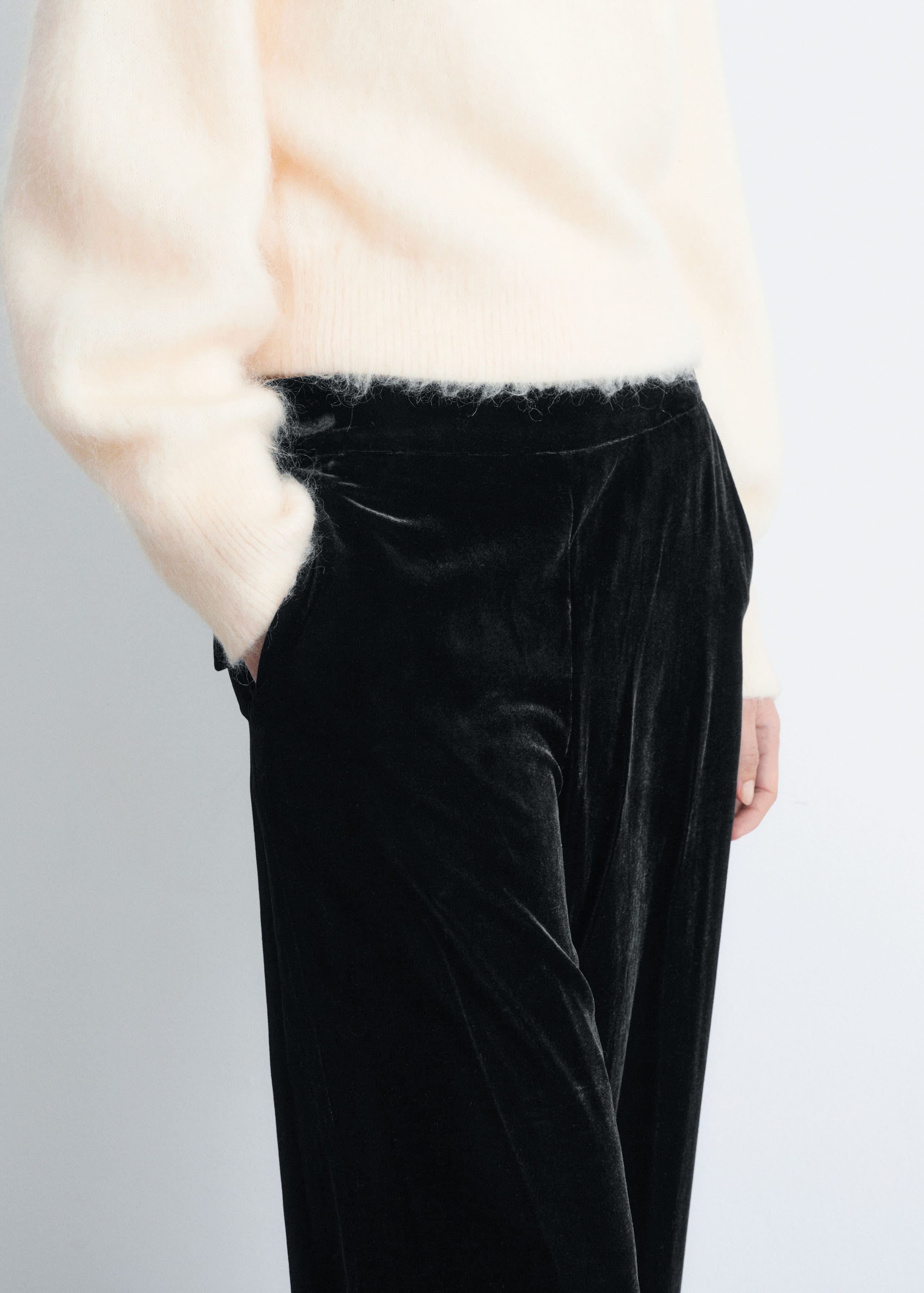 Image of Wide-Leg Velvet Trousers