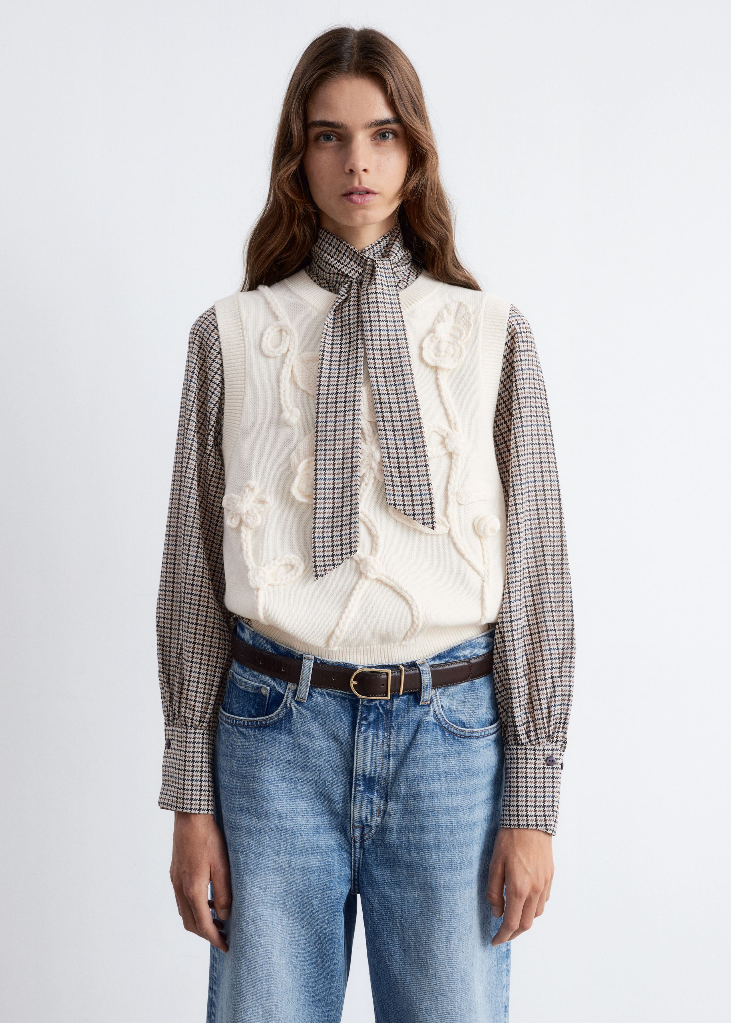 Image of Floral-Appliqué Sweater Vest