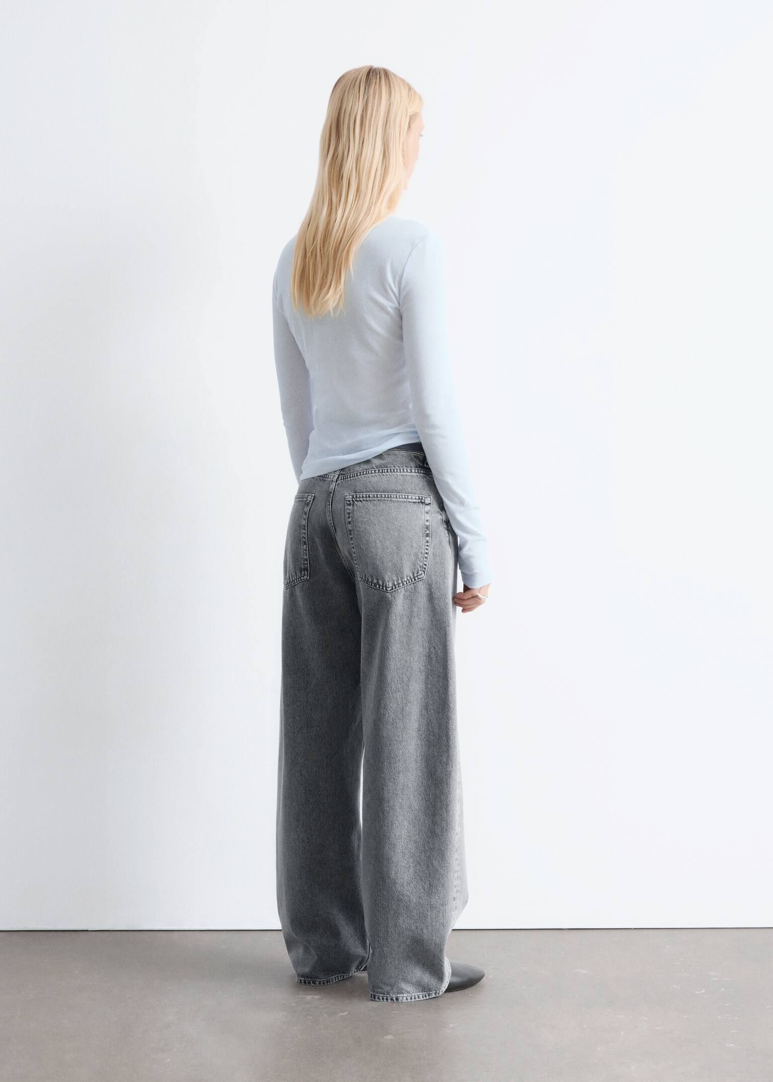 Hosszú ujjú áttetsző top - Világoskék - 3