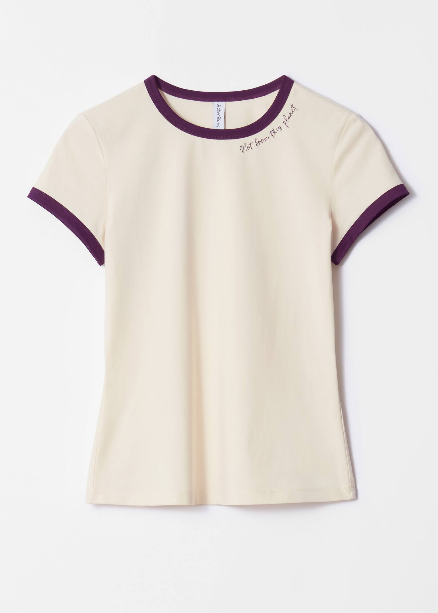 Embroidery T-Shirt - Crem/Mov/Negru/Dungi bej/negru/Dungi Bej/Negru