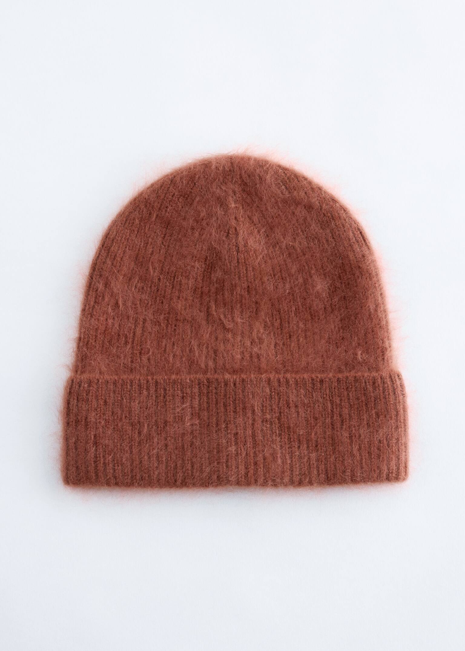 Gorro de cachemira cepillada - Marrón óxido/Rosa claro/Marrón oscuro/Crema