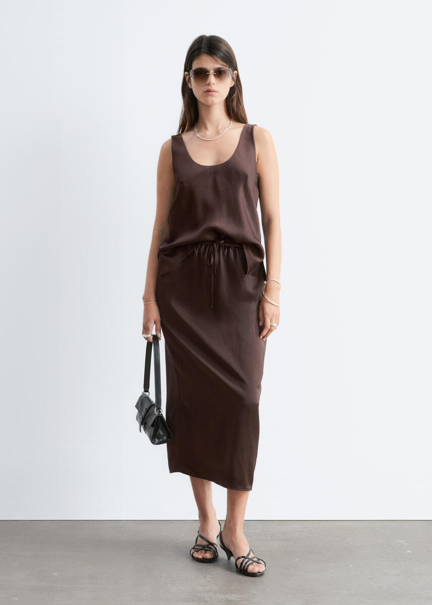 & Other Stories Drawstring Midi Skirt In Brown