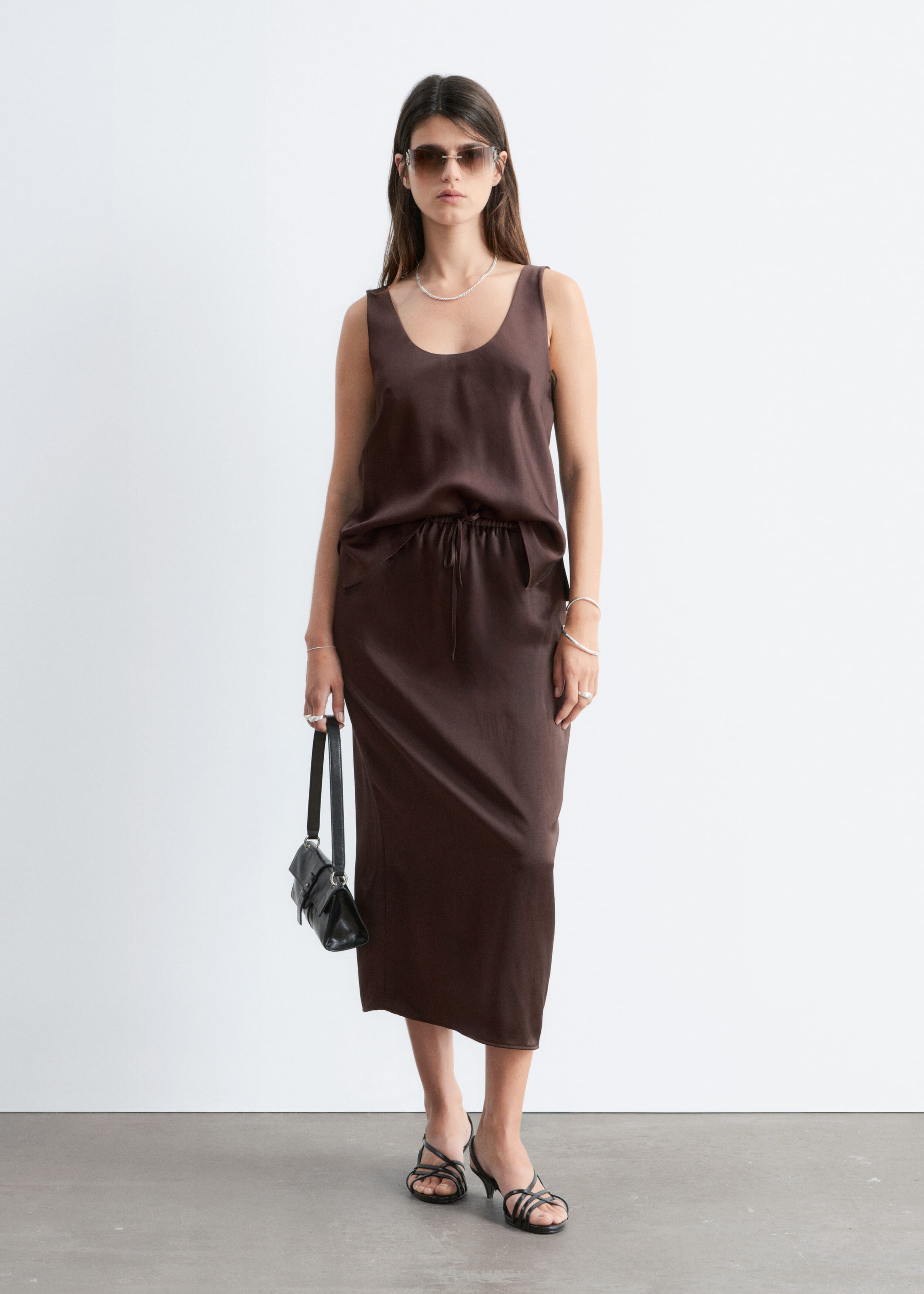 Image of Drawstring Midi Skirt