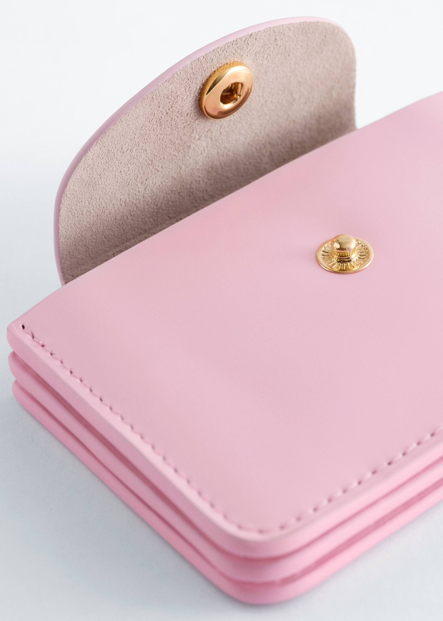 Leather Card holder - Light Pink - 2