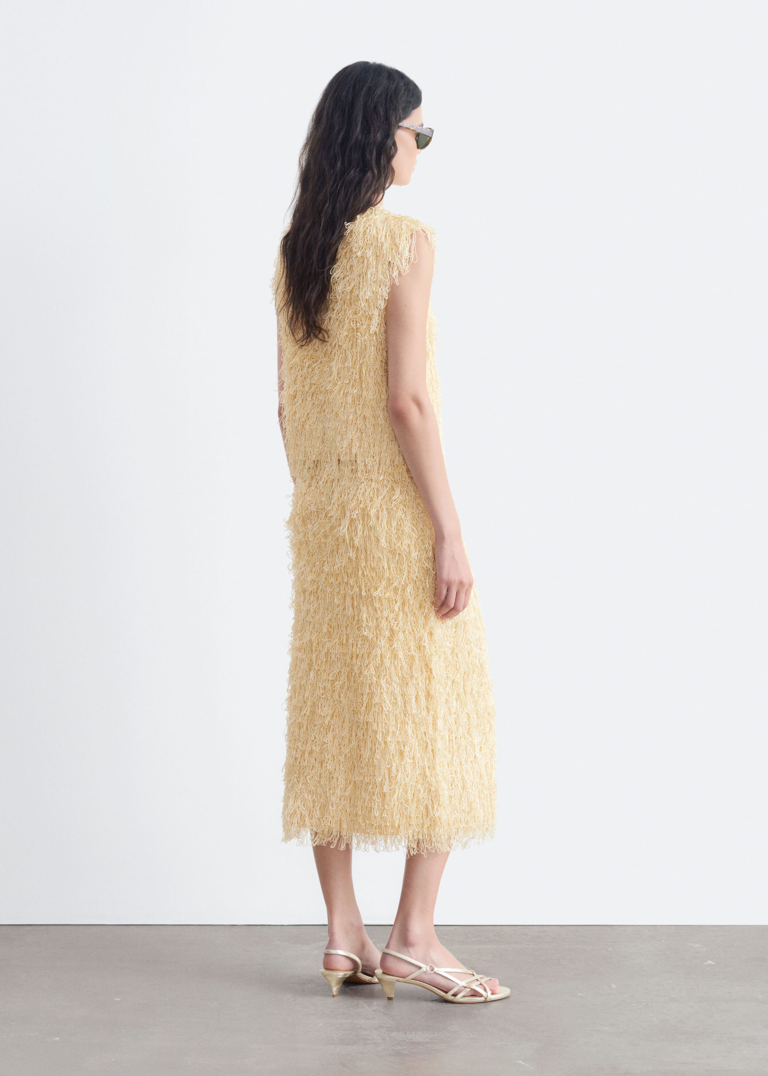 Fringed Pencil Skirt - Cream - Lookbook