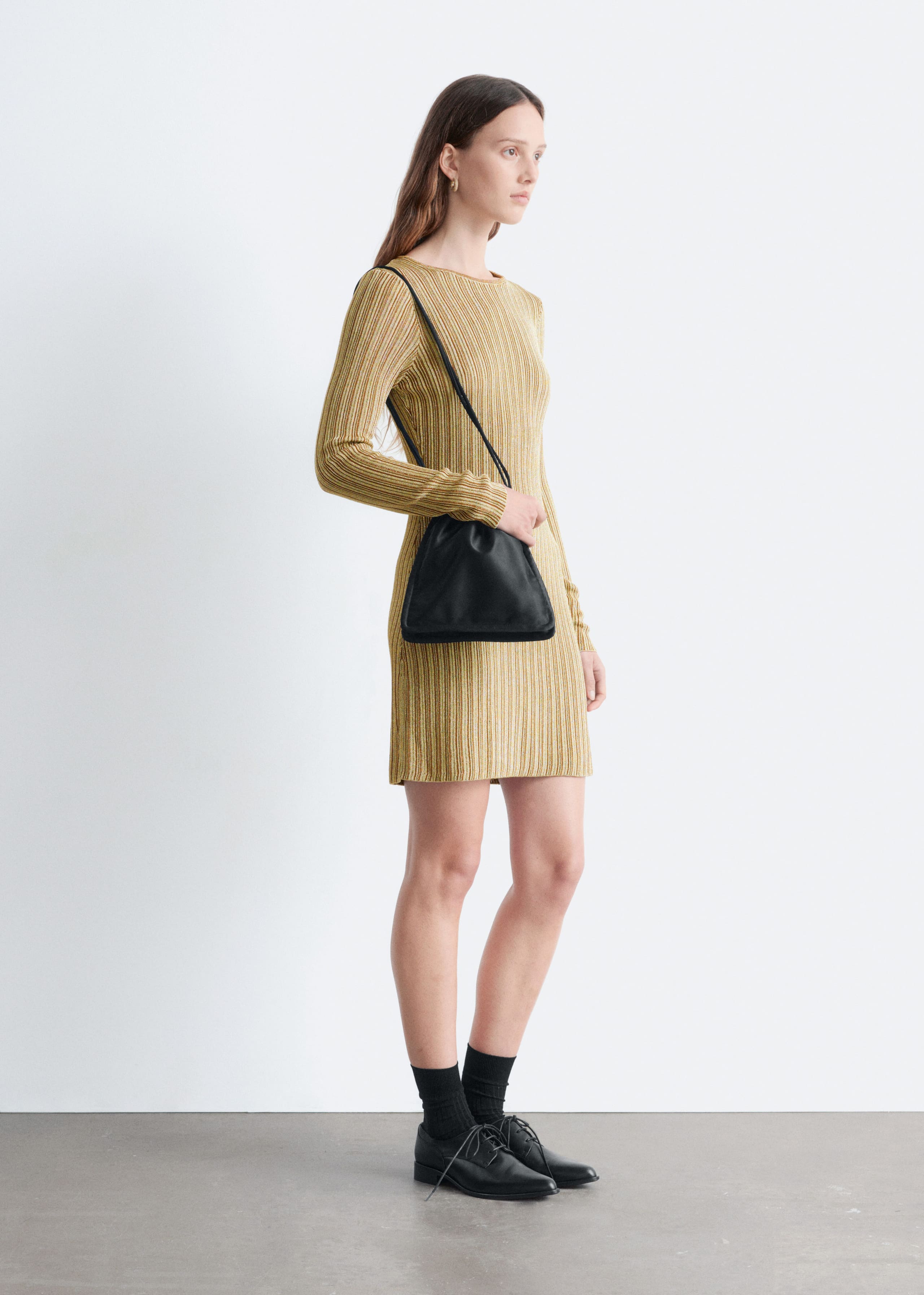 Image of Long-Sleeve Rib-Knit Mini Dress