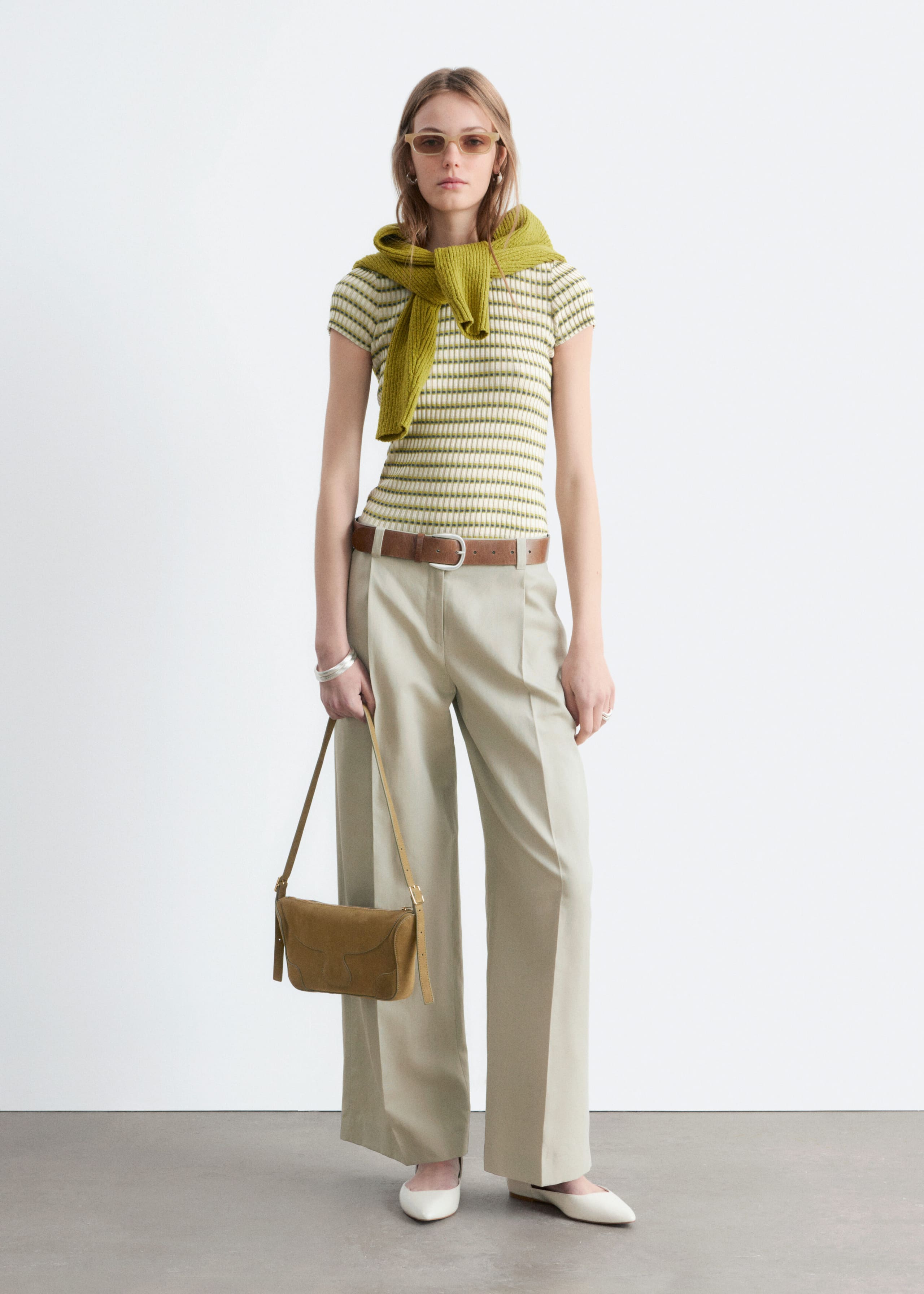 Cotton-Linen Blend Trousers - Beige - Lookbook